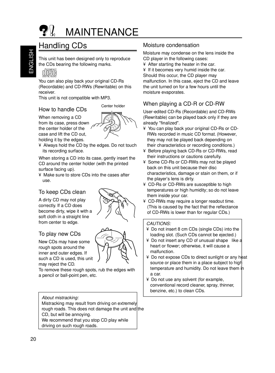 JVC KD-S700, KD-S680 manual Maintenance, Handling CDs 