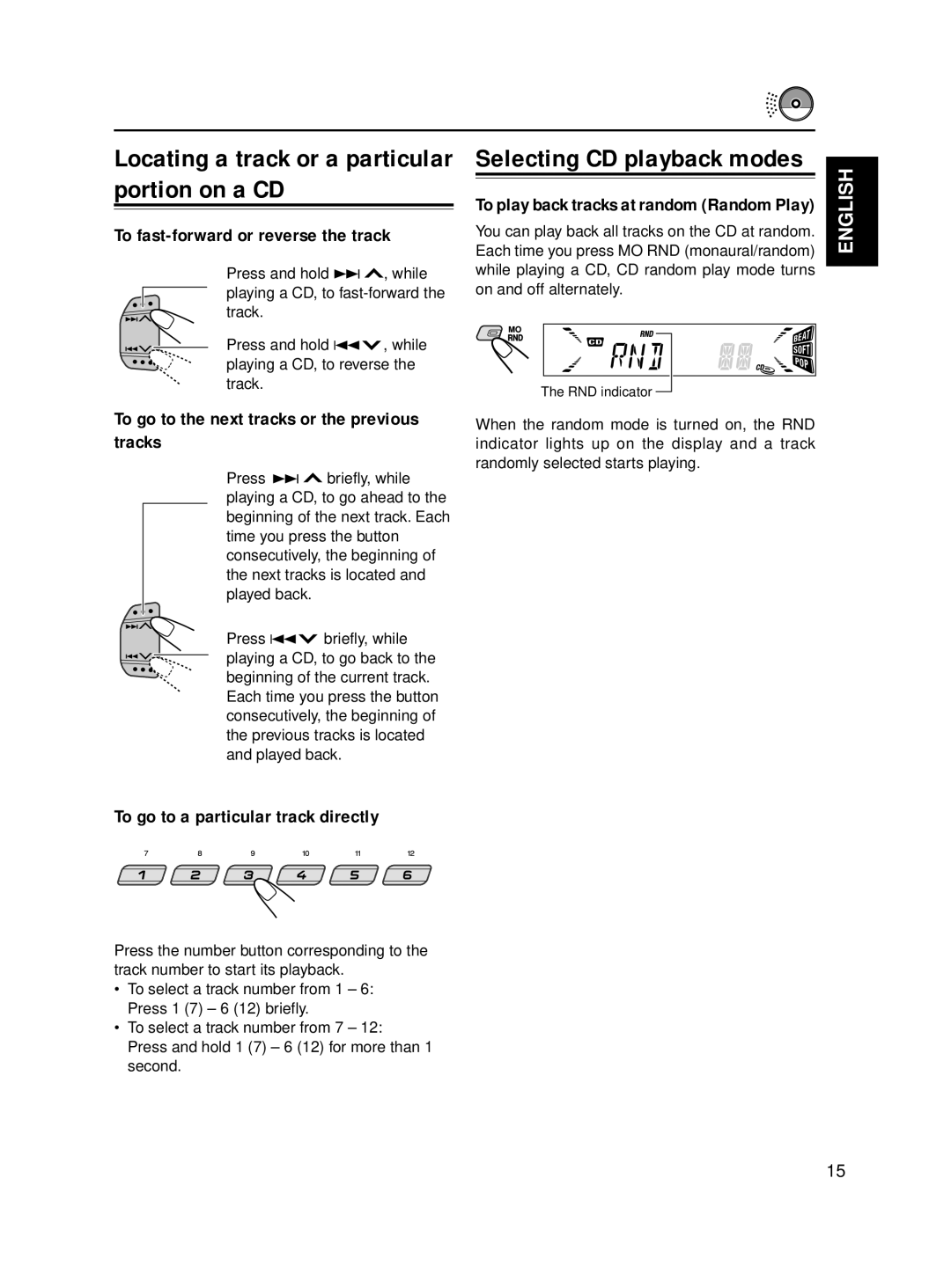 JVC KD-S711R, KD-S713R manual To fast-forward or reverse the track, To go to the next tracks or the previous tracks 