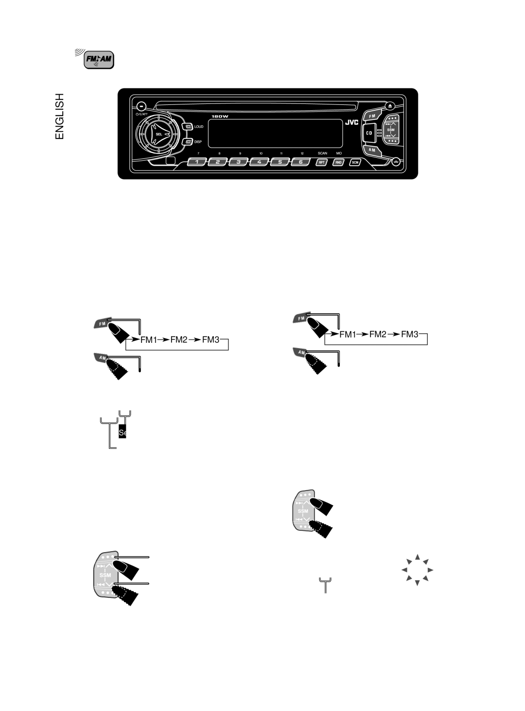 JVC KD-S7250 manual Radio Basic Operations, Listening to the radio, Searching a station automatically Auto search 