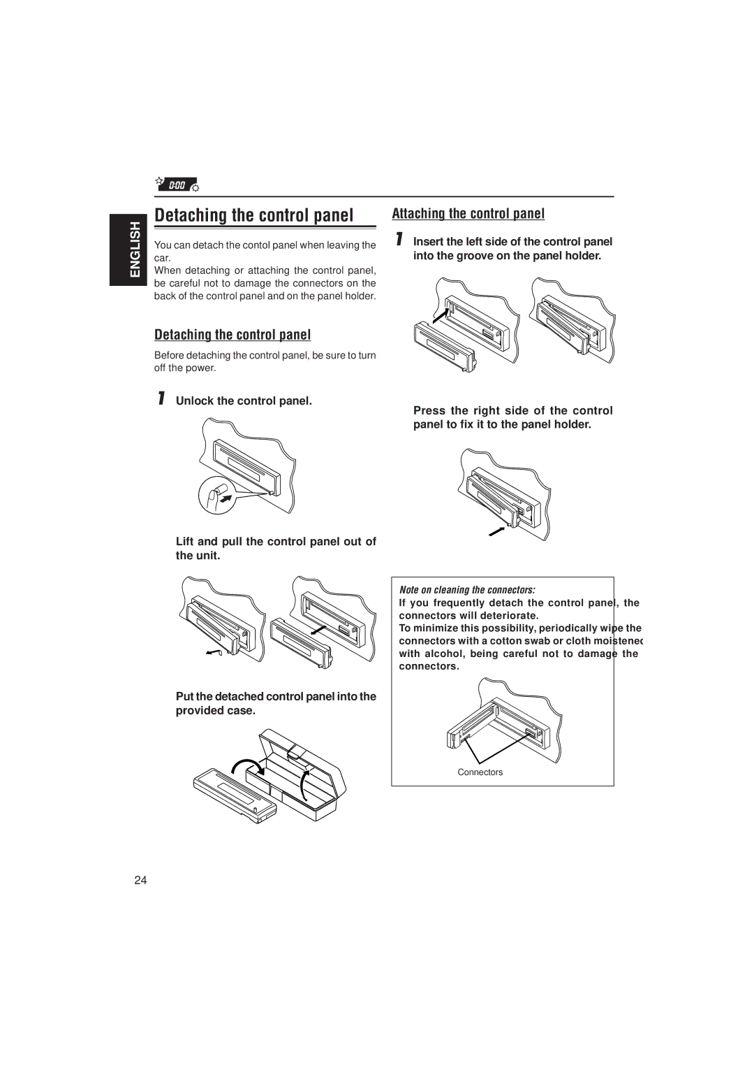 JVC KD-S733R, KD-S731R manual Detaching the control panel, Attaching the control panel 