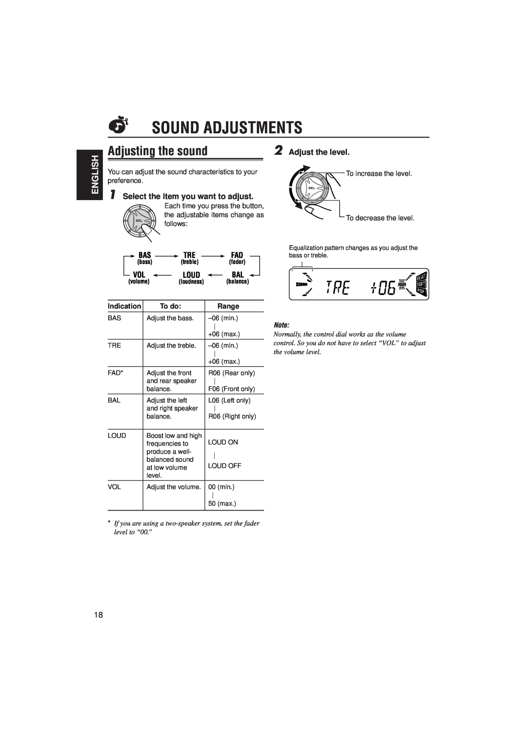 JVC KD-S733R, KD-S731R manual Sound Adjustments, Adjusting the sound, English 