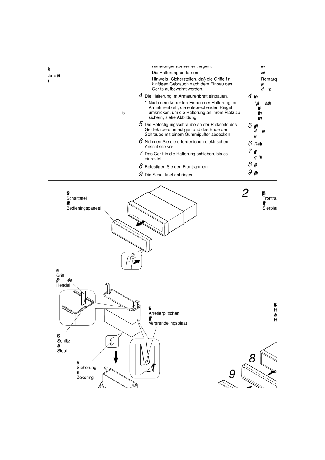 JVC KD-S71R, KD-S73R, KD-S741R, KD-S743R manual Before mounting Press, Voordat u aan de montage van het apparaat 