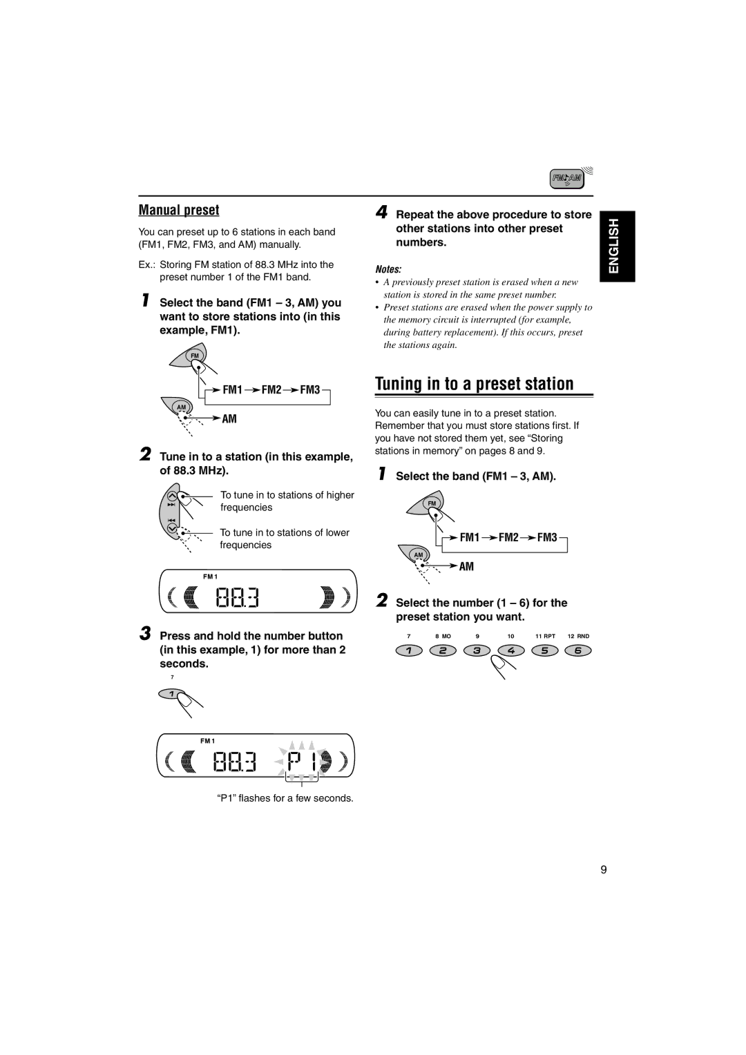 JVC KD-S71R, KD-S73R, KD-S741R, KD-S743R manual Tuning in to a preset station, Manual preset 