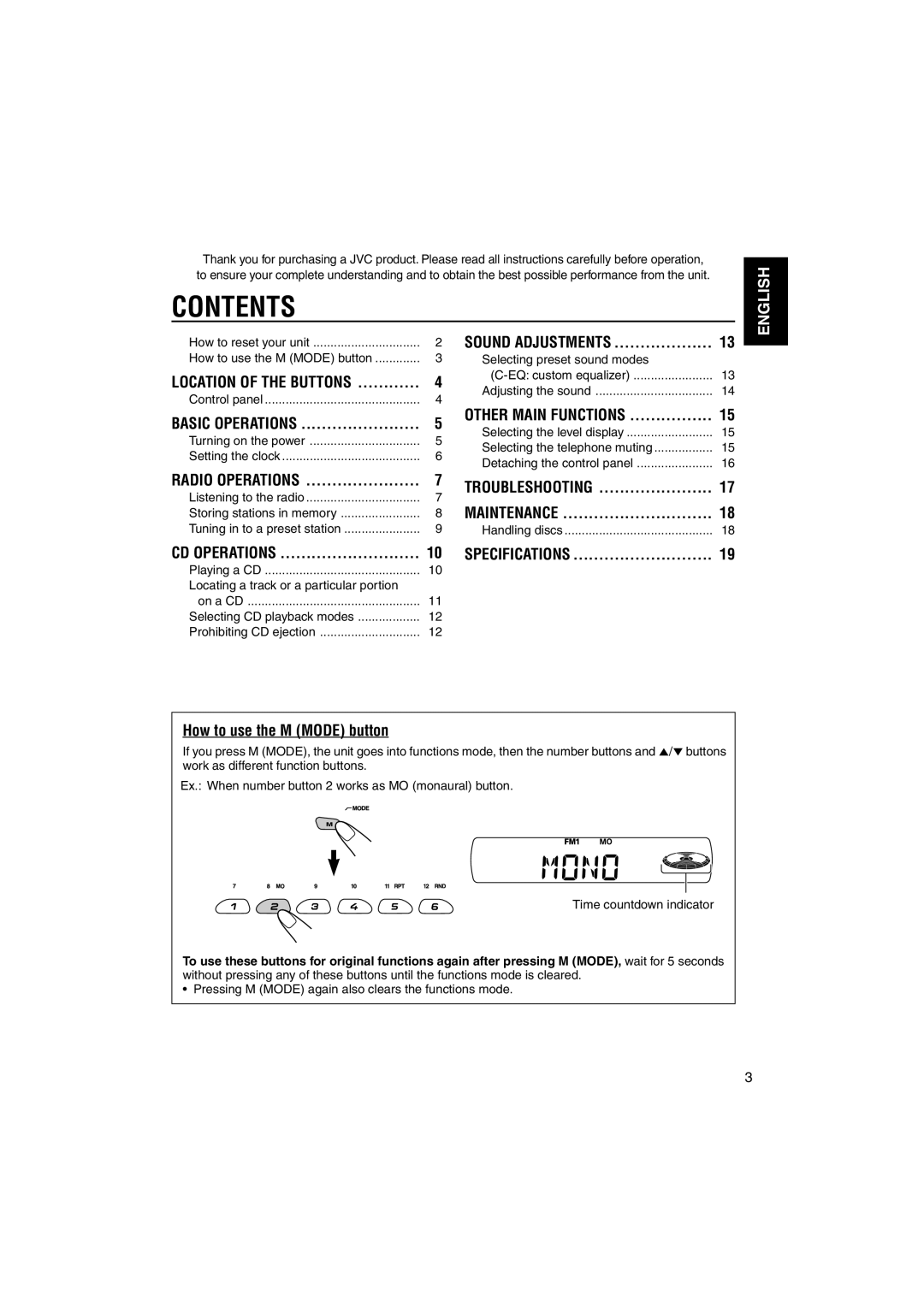 JVC KD-S747 manual Contents 