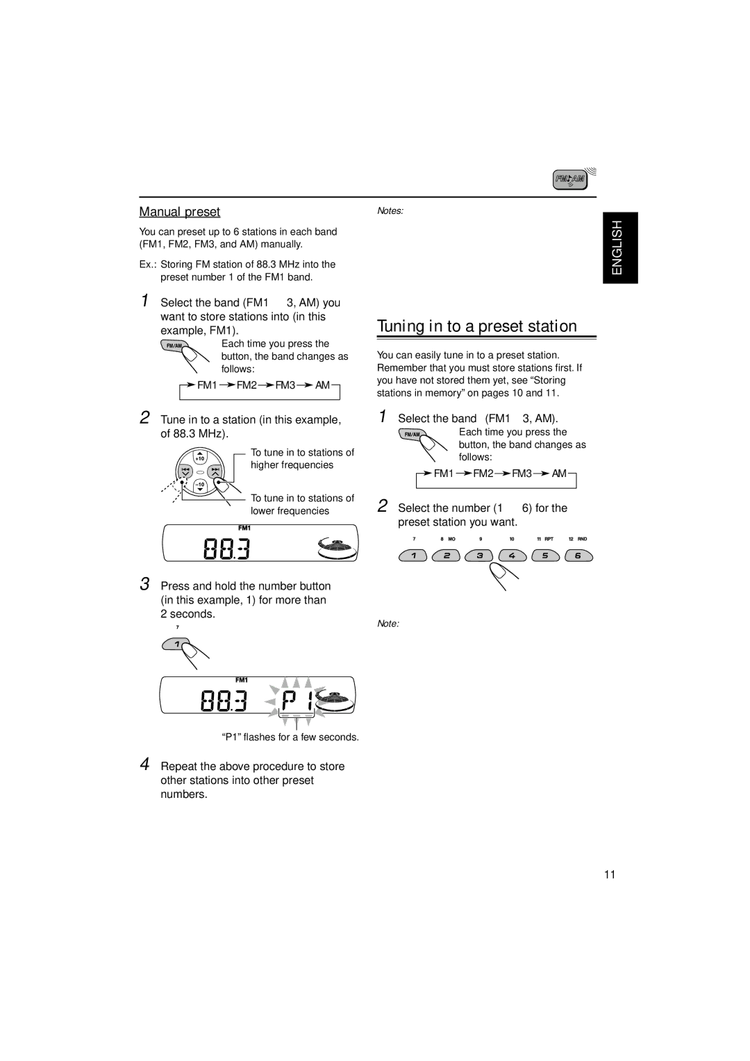 JVC KD-S795 manual Tuning in to a preset station, Manual preset 