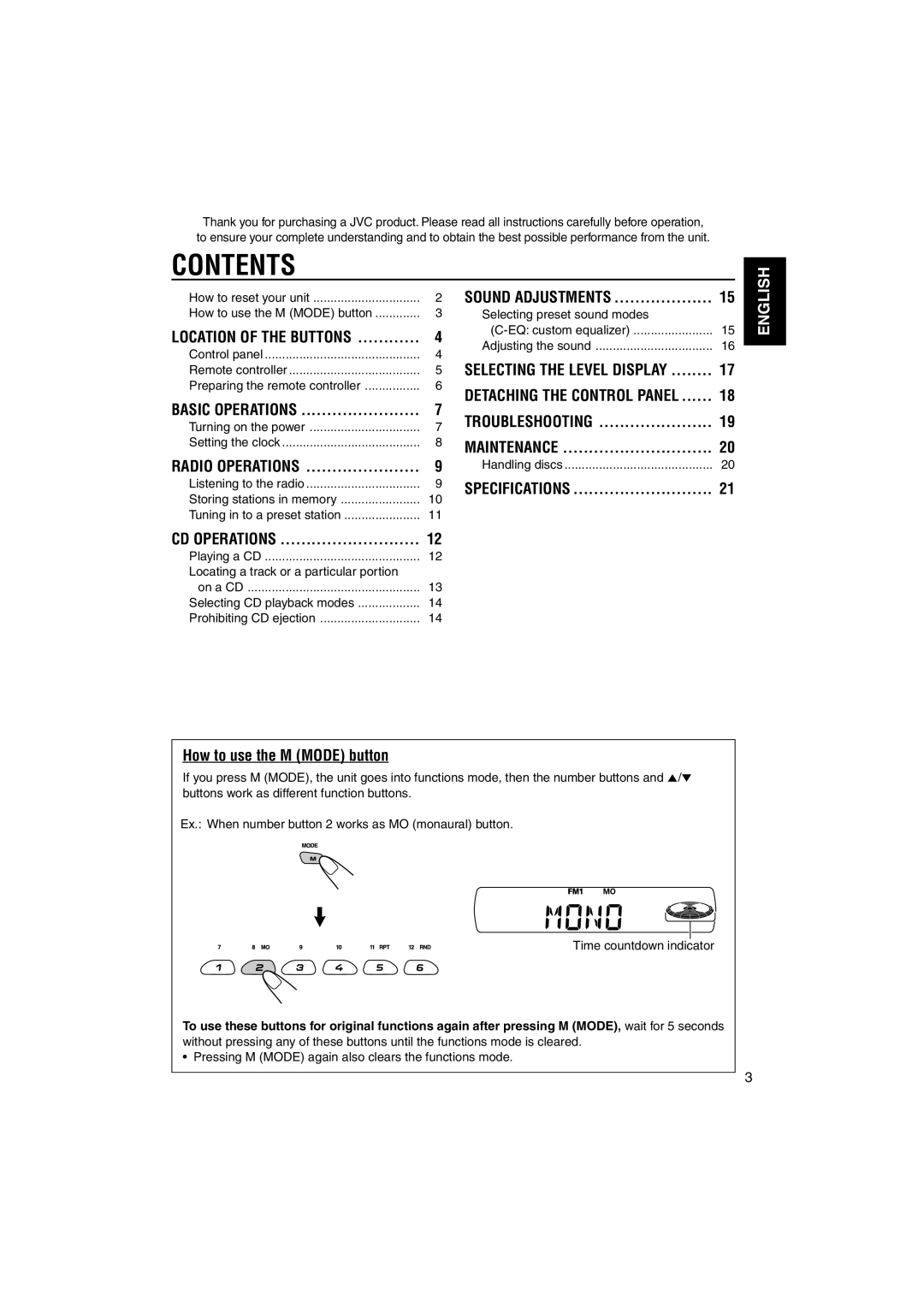 JVC KD-S795 manual Contents 