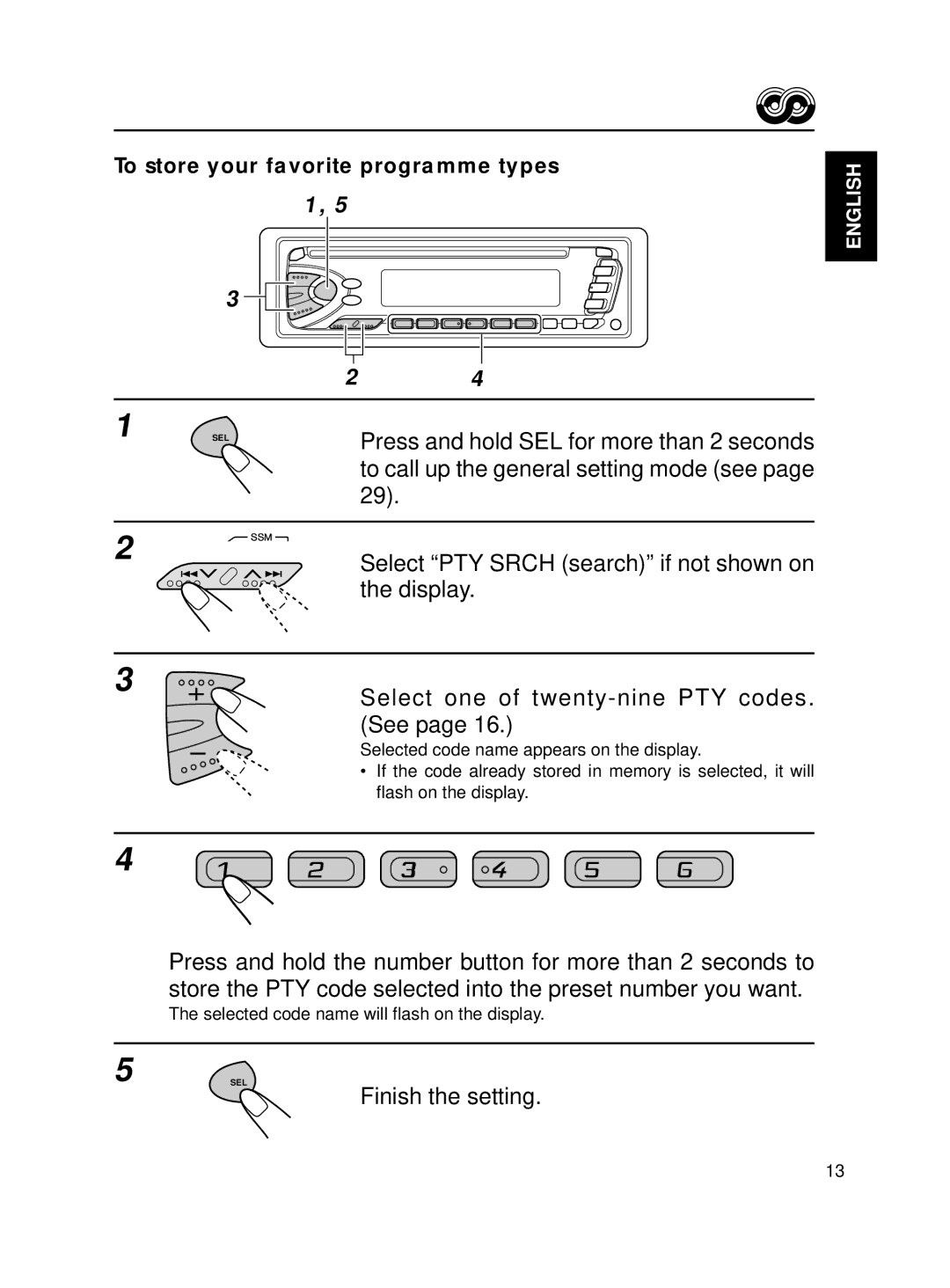 JVC KD-S70R, KD-S7R manual To store your favorite programme types 