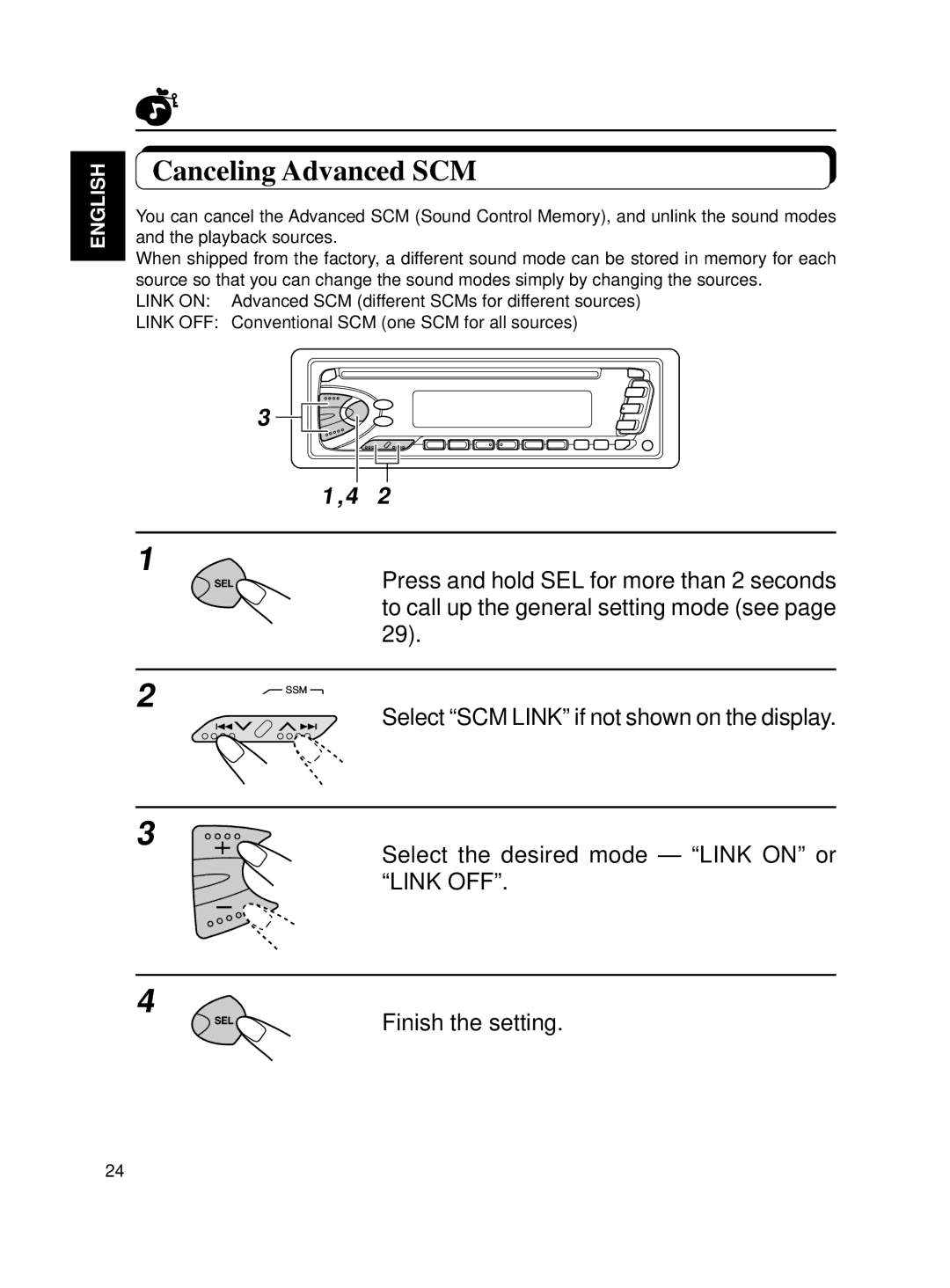 JVC KD-S7R, KD-S70R manual Canceling Advanced SCM 