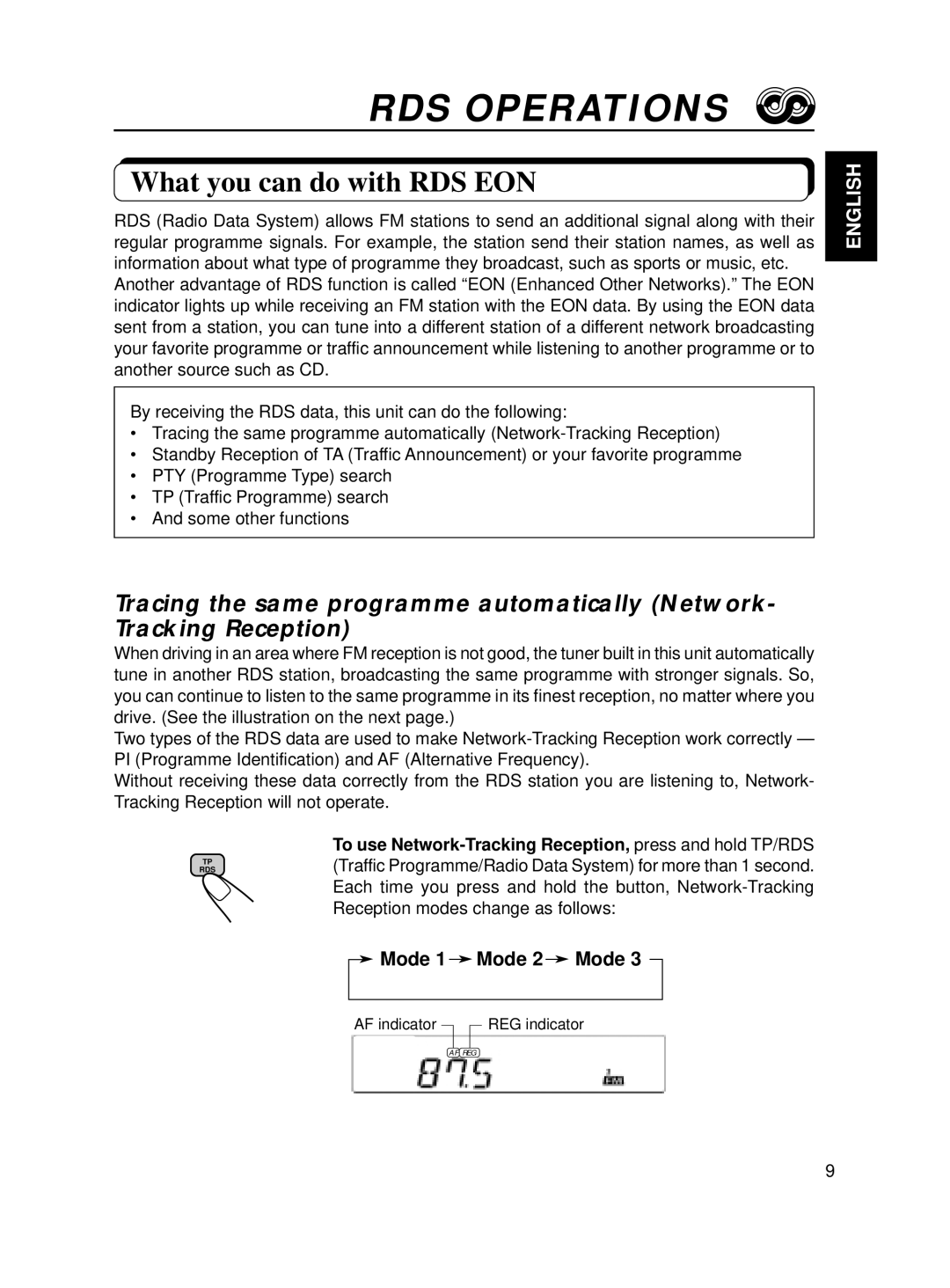 JVC KD-S70R, KD-S7R manual RDS Operations, What you can do with RDS EON 