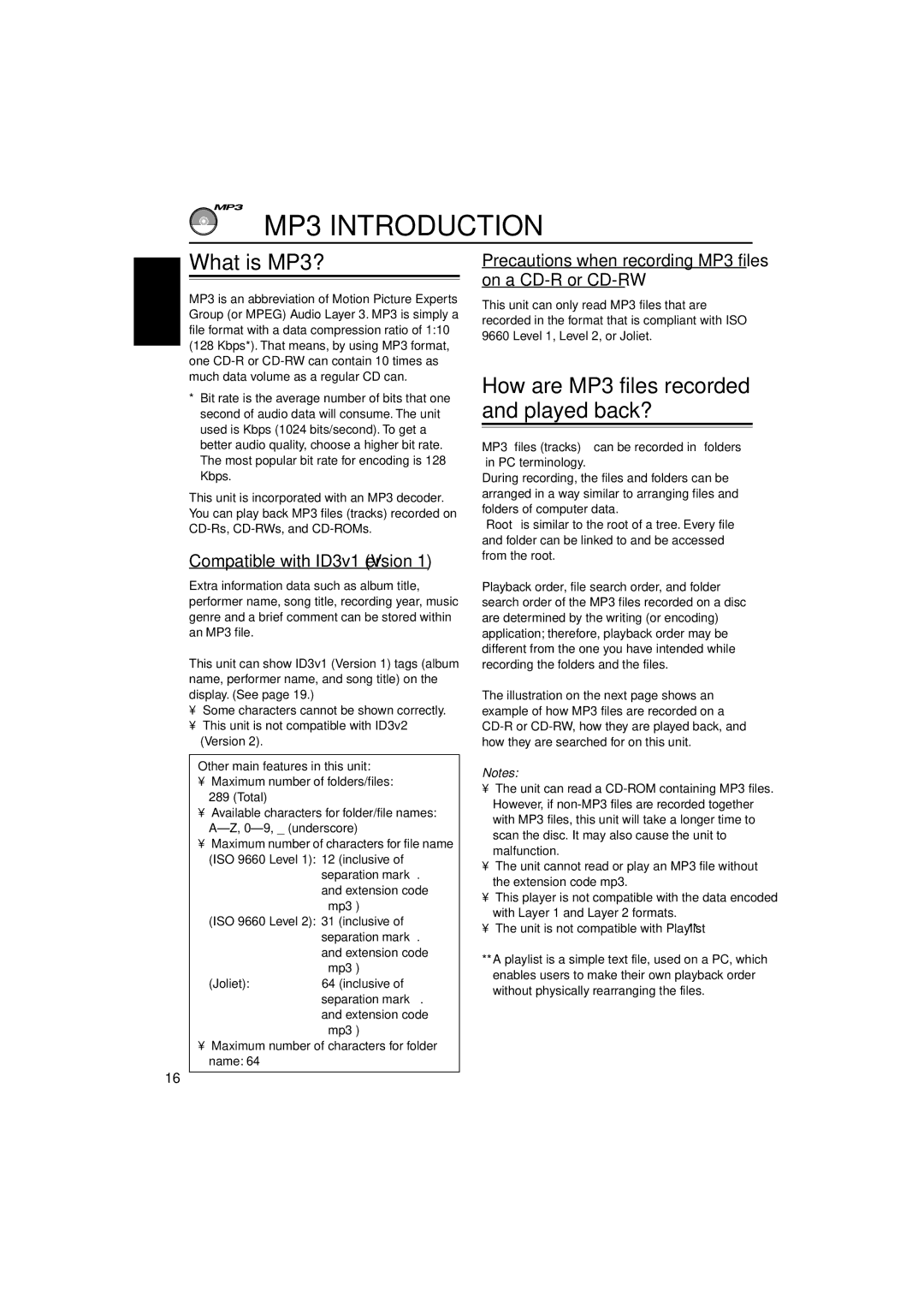 JVC KD-S890 manual MP3 Introduction, What is MP3?, Compatible with ID3v1 Version 