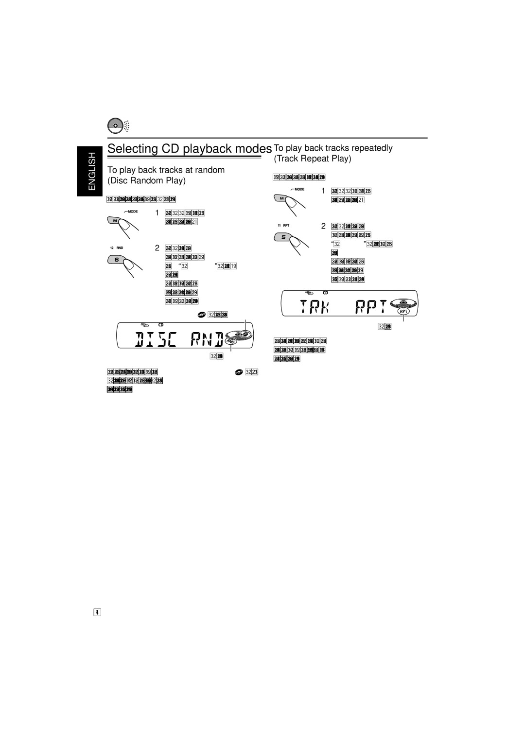 JVC KD-S895 manual To play back tracks at random Disc Random Play, To play back tracks repeatedly Track Repeat Play 