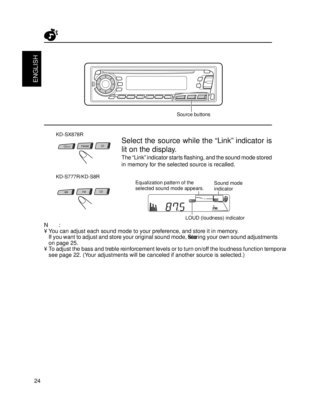 JVC KD-S8R manual Recalling the sound modes 