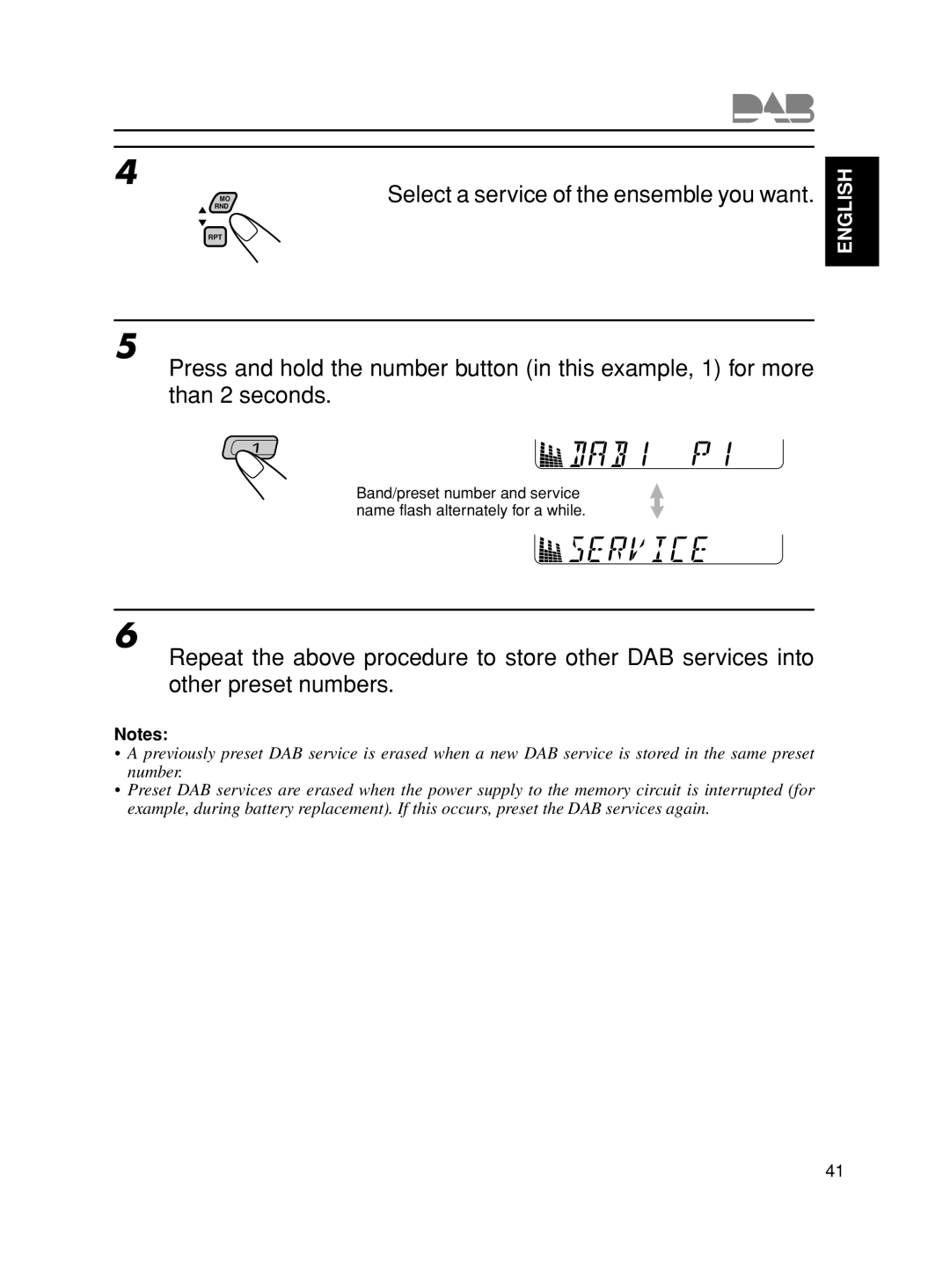 JVC KD-S8R manual Select a service of the ensemble you want 