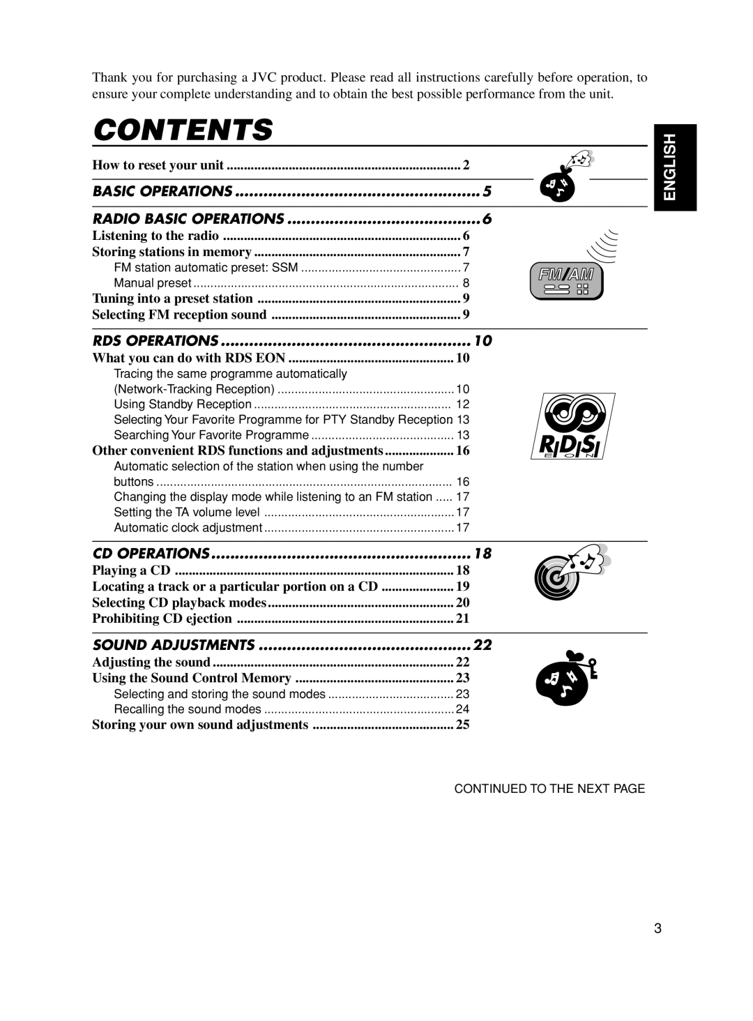 JVC KD-S8R manual Contents, English 