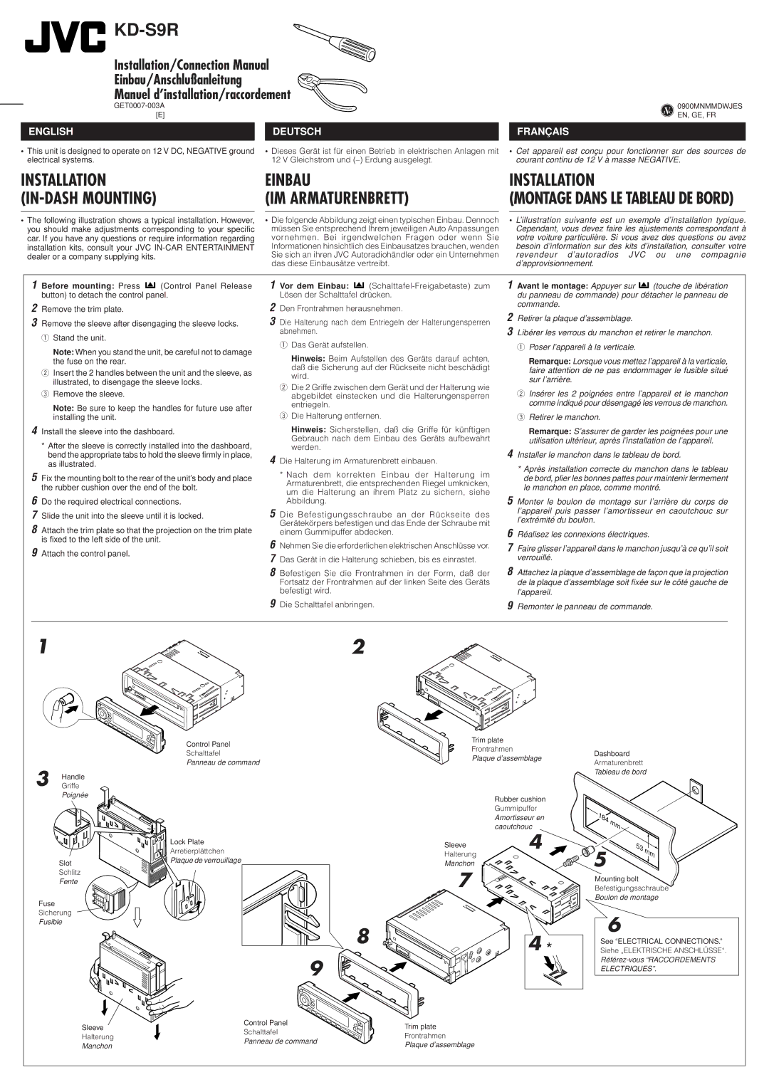 JVC KD-S9R manual 