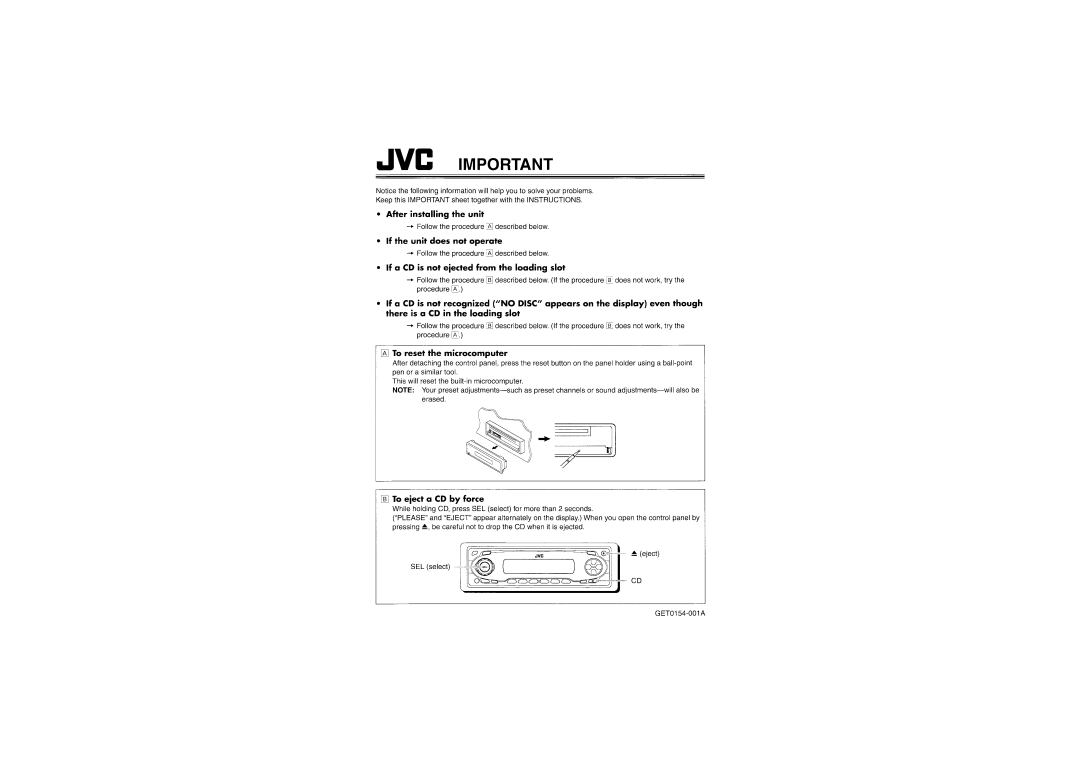 JVC KD-AR600, KD-SC500 manual 