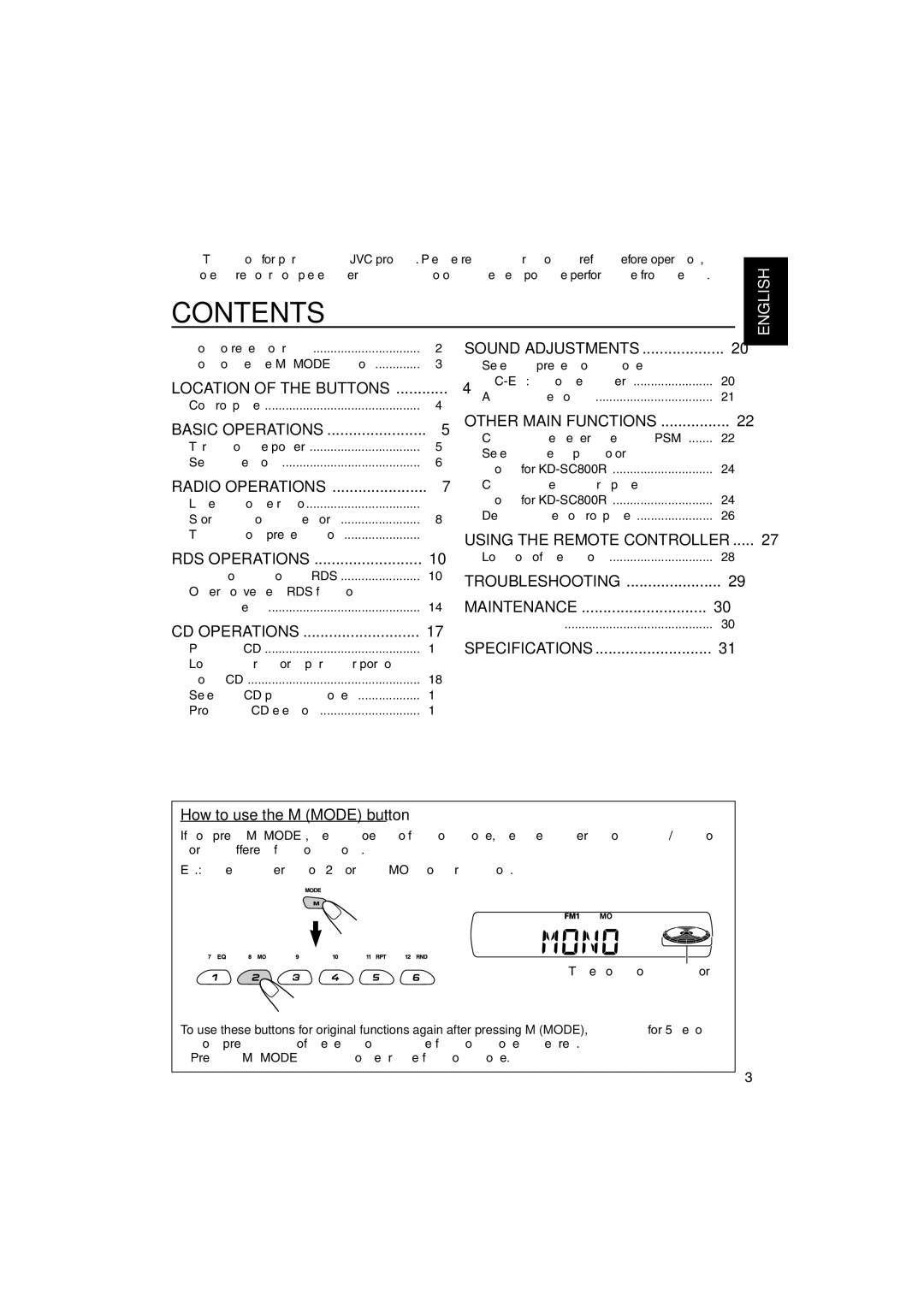 JVC KD-S901R, KD-SC800R manual Contents 