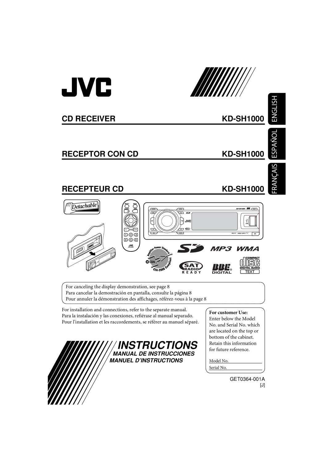 JVC KD-SH1000 manual Instructions 