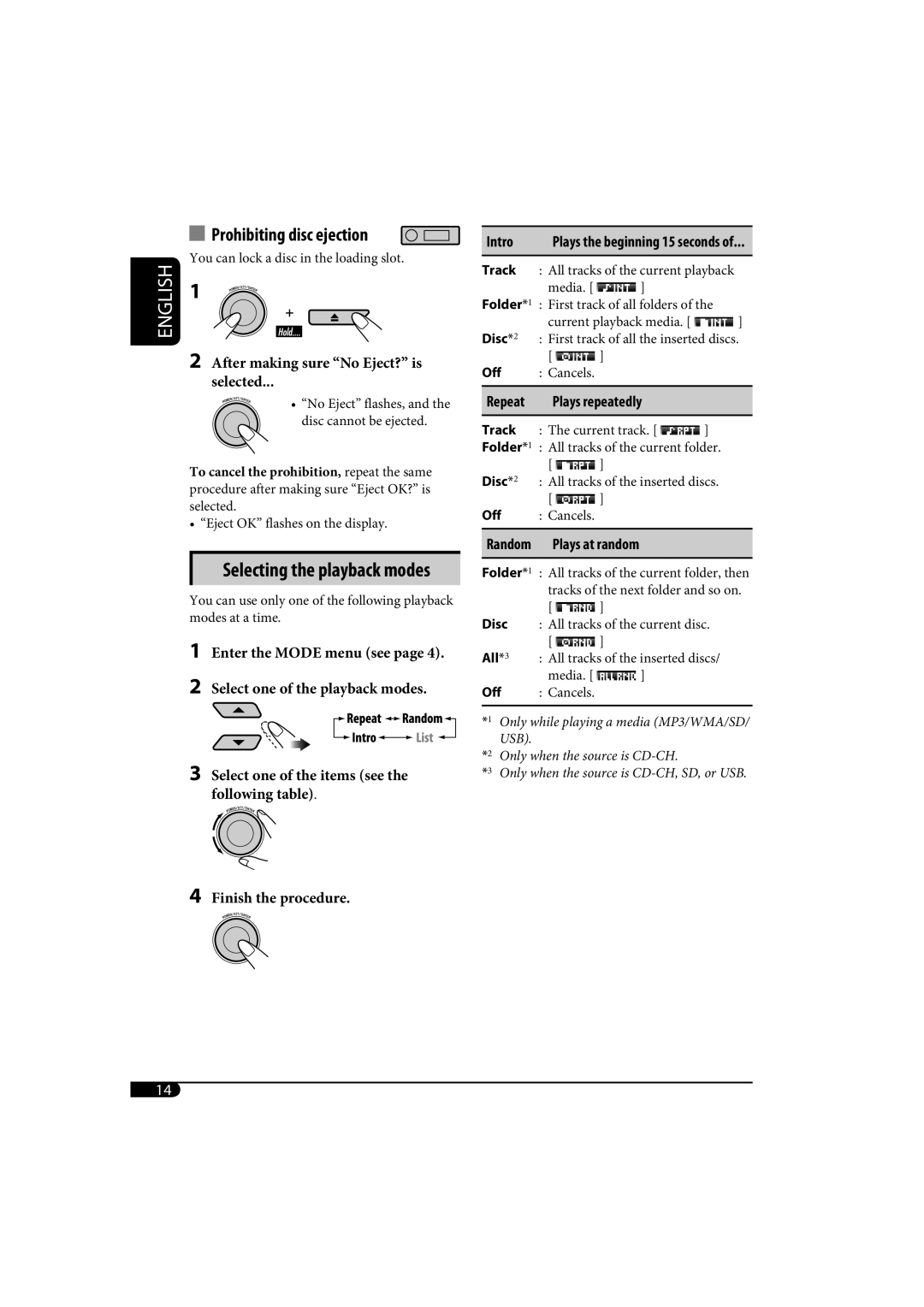 JVC KD-SH1000 manual Prohibiting disc ejection 