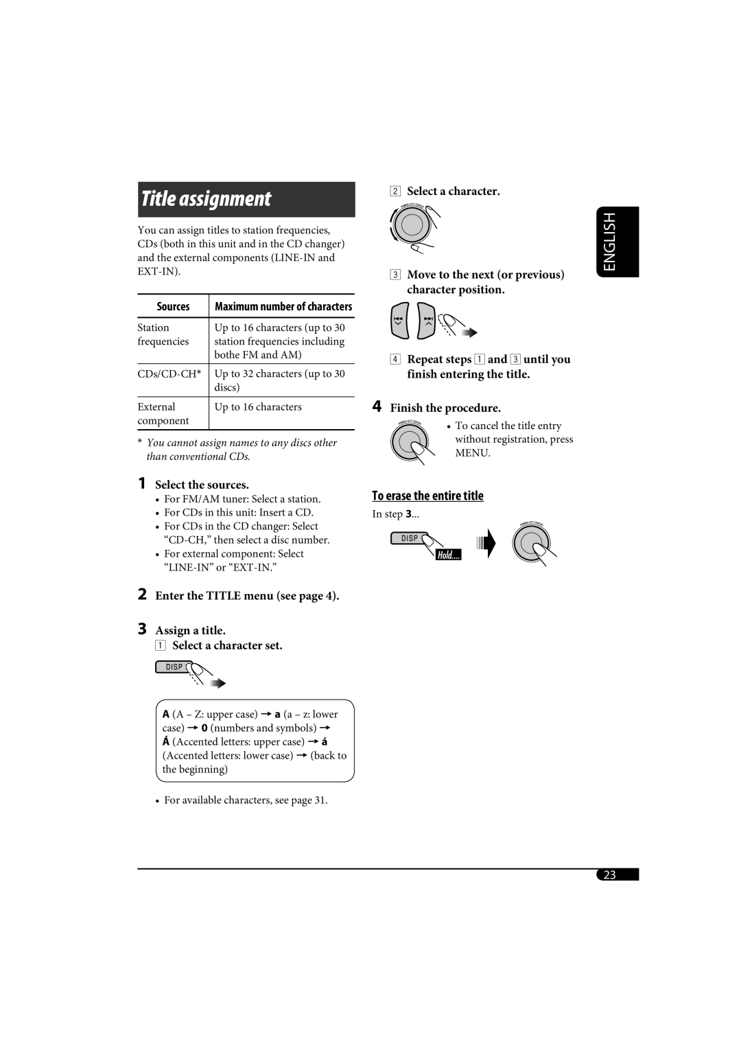 JVC KD-SH1000 manual Title assignment 