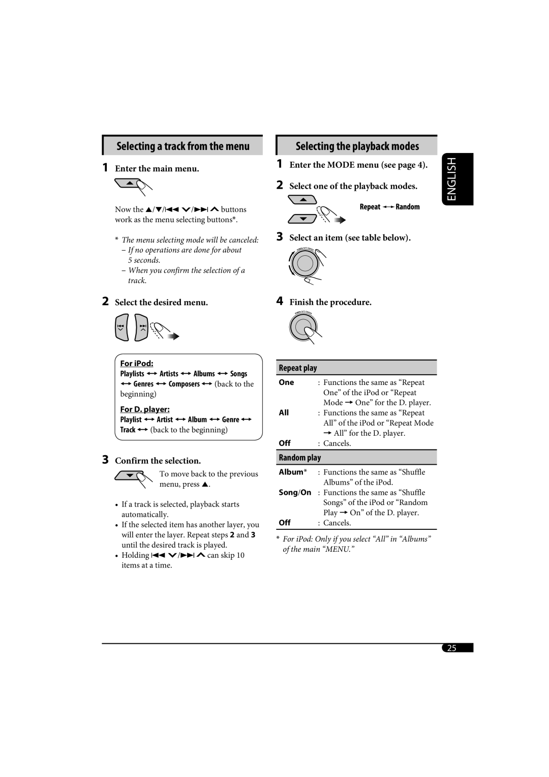 JVC KD-SH1000 manual Selecting a track from the menu 