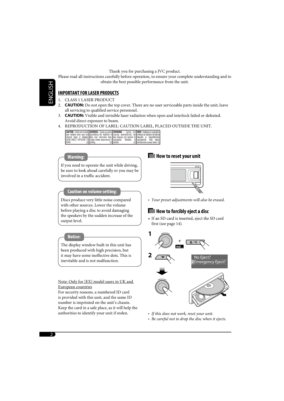 JVC KD-SH1000 manual English 