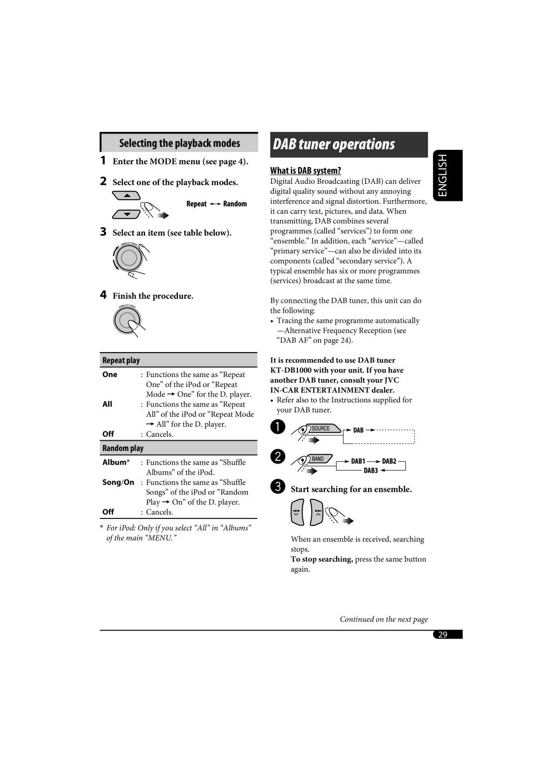 JVC KD-SH1000 manual What is DAB system?, Start searching for an ensemble 