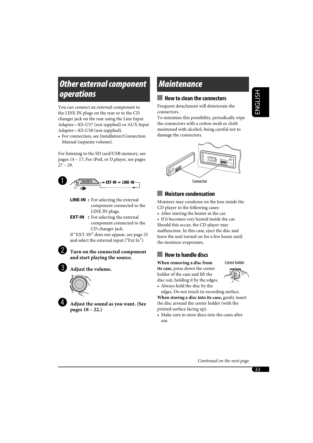 JVC KD-SH1000 manual Maintenance 