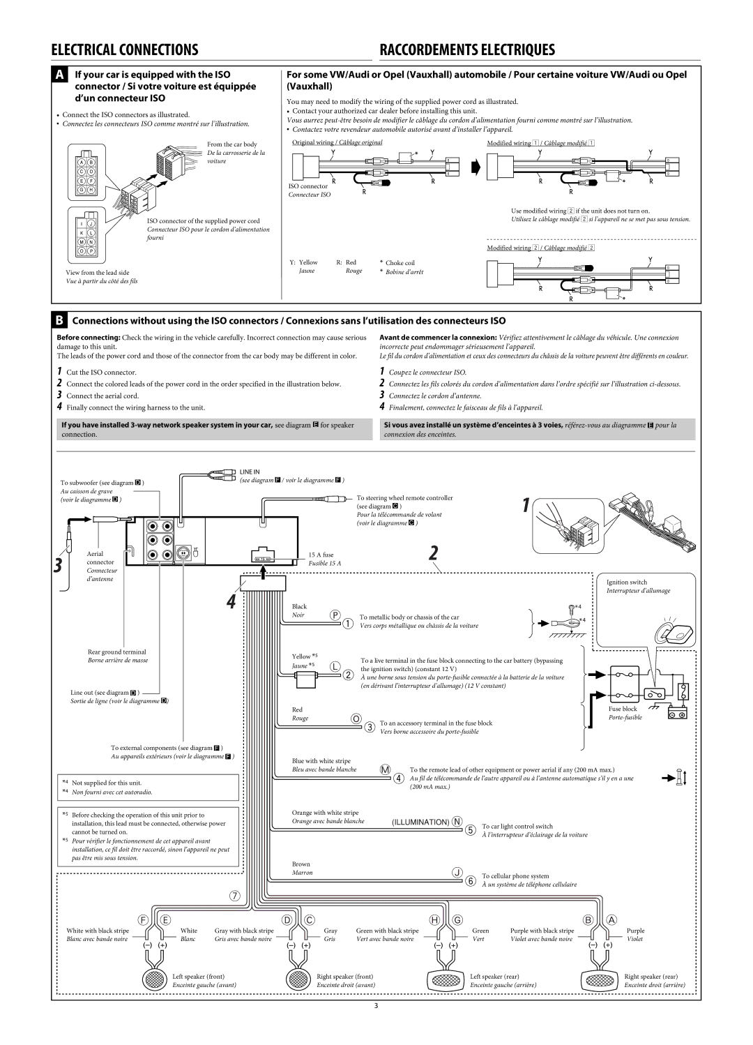 JVC KD-SH1000 manual Electrical Connections Raccordements Electriques 