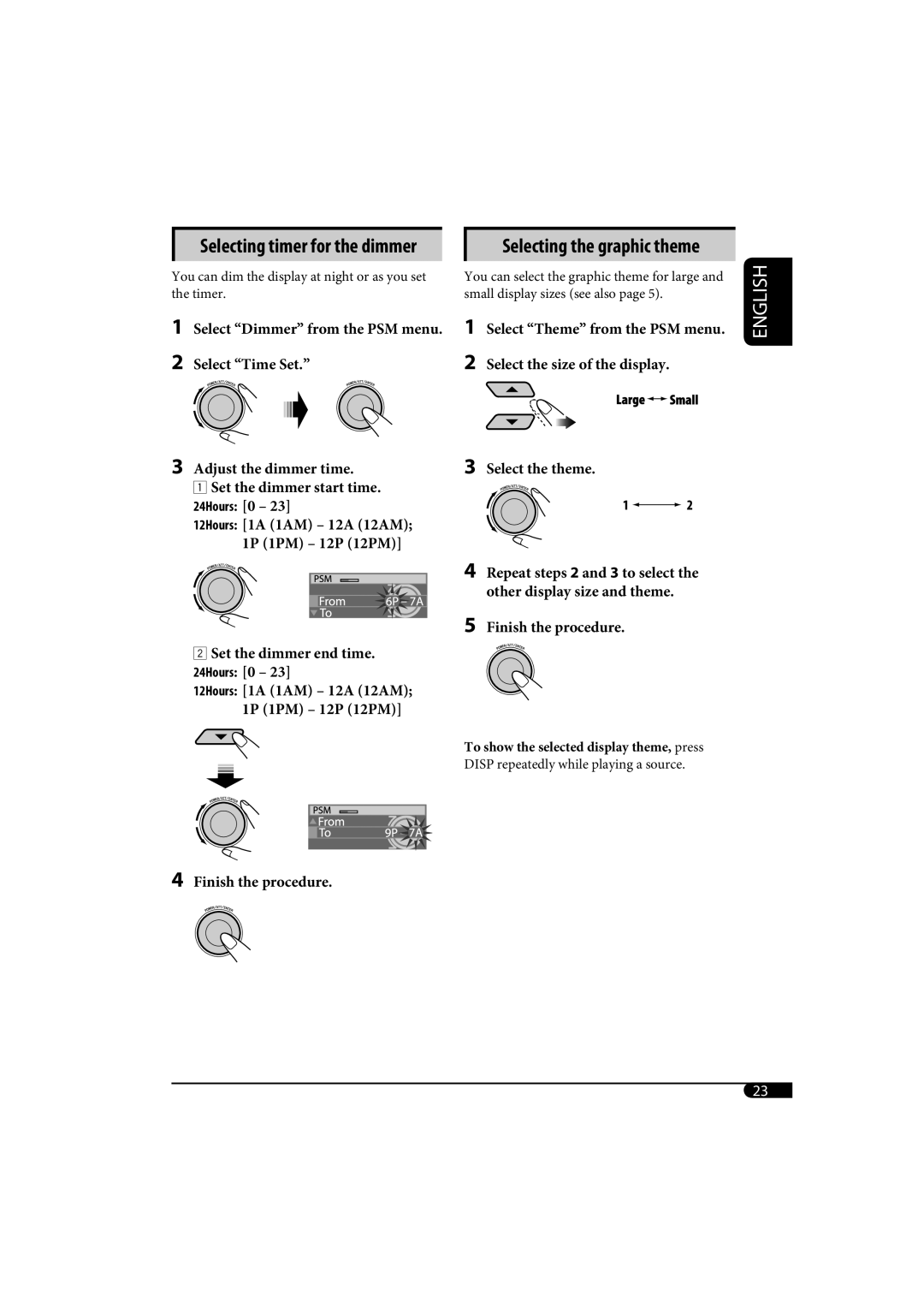 JVC KD-SH1000 manual Selecting the graphic theme, Selecting timer for the dimmer 