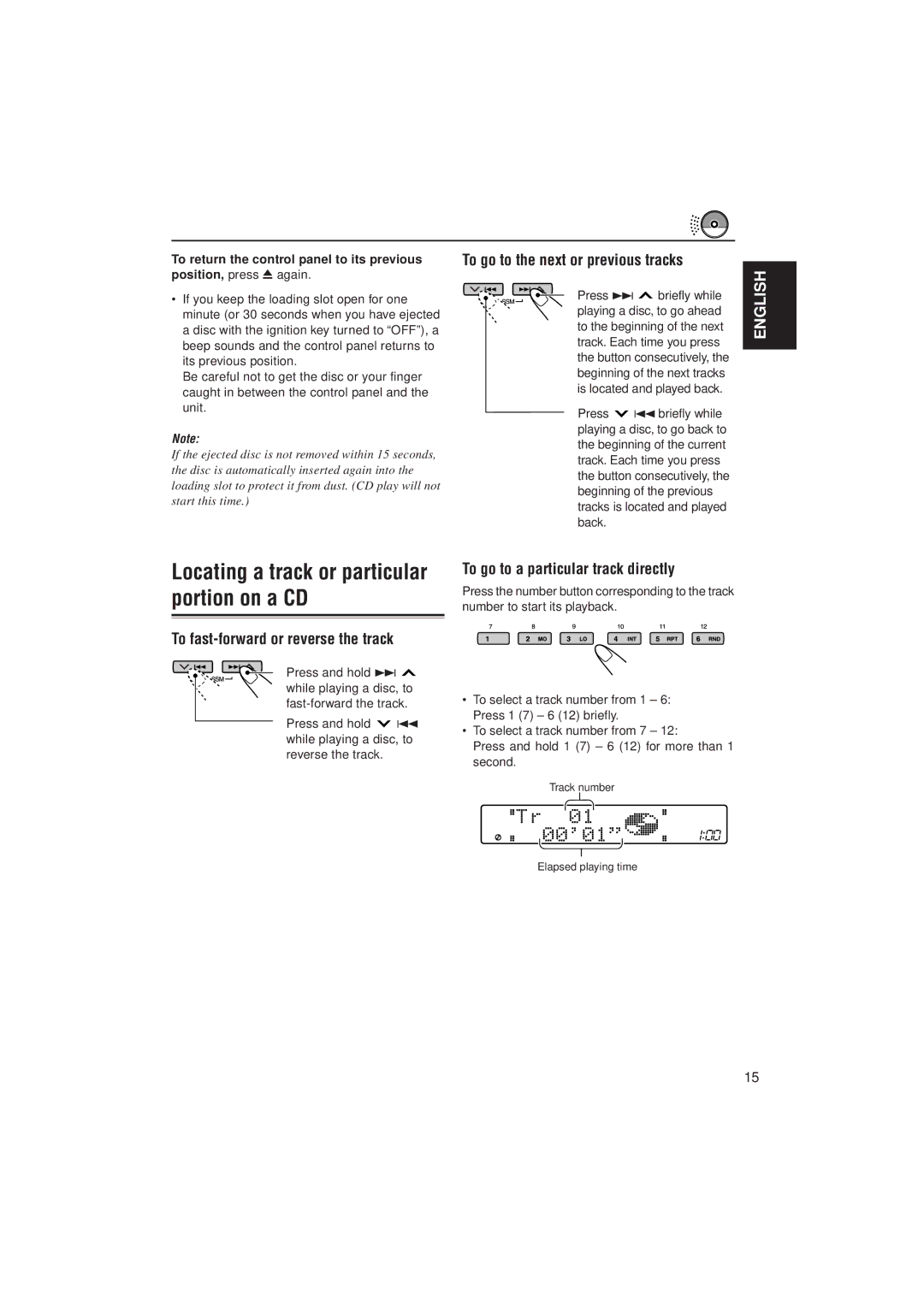 JVC KD-SH707 manual To go to the next or previous tracks, To fast-forward or reverse the track 