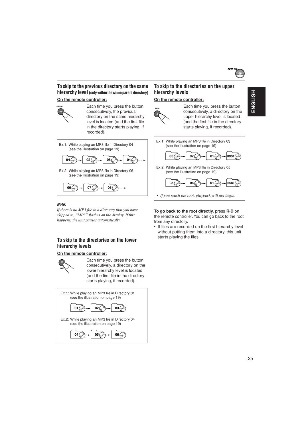 JVC KD-SH707 manual To skip to the directories on the lower hierarchy levels, Each time you press the button, Recorded 