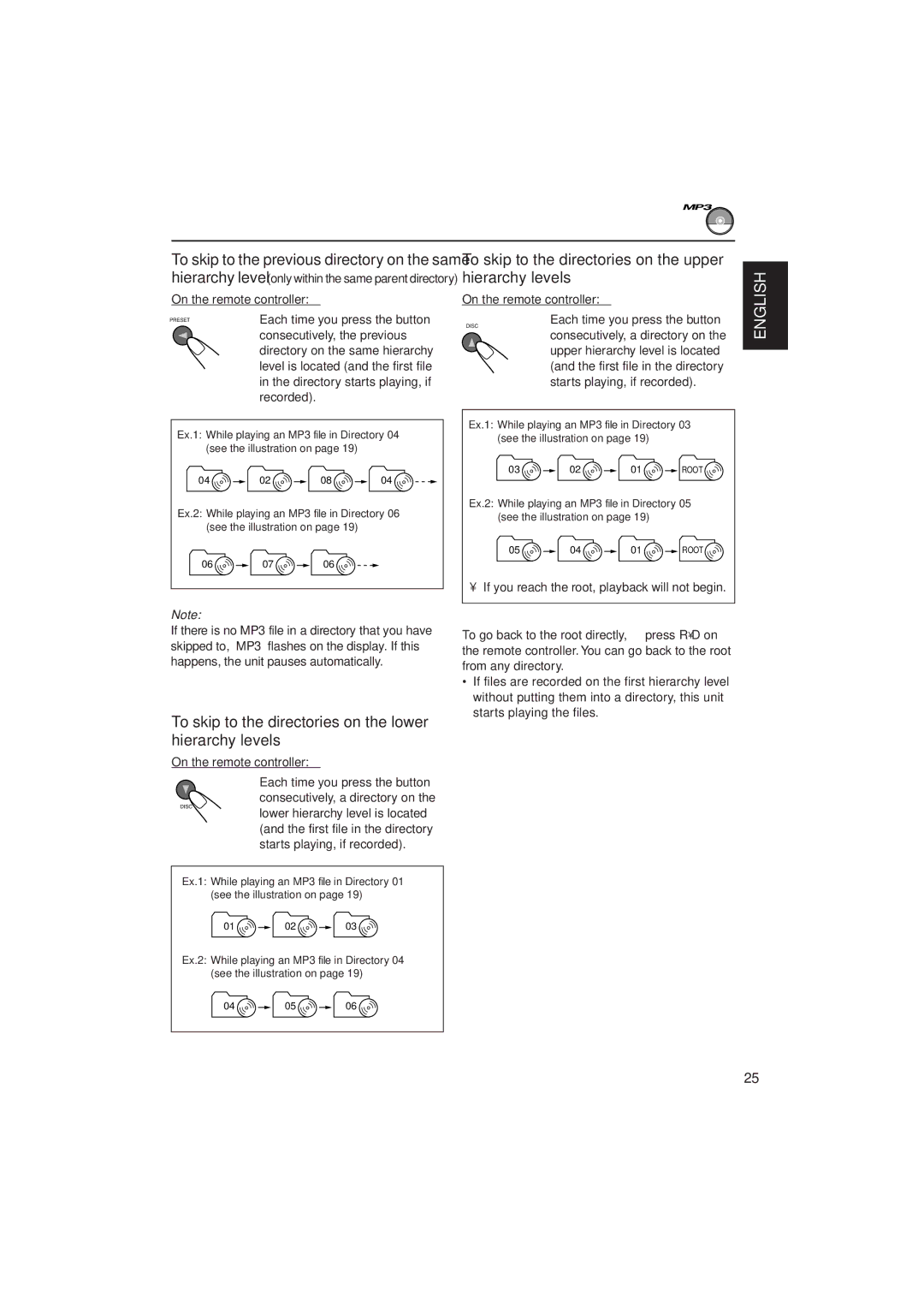 JVC KD-SH909 manual To skip to the directories on the lower hierarchy levels, Each time you press the button, Recorded 