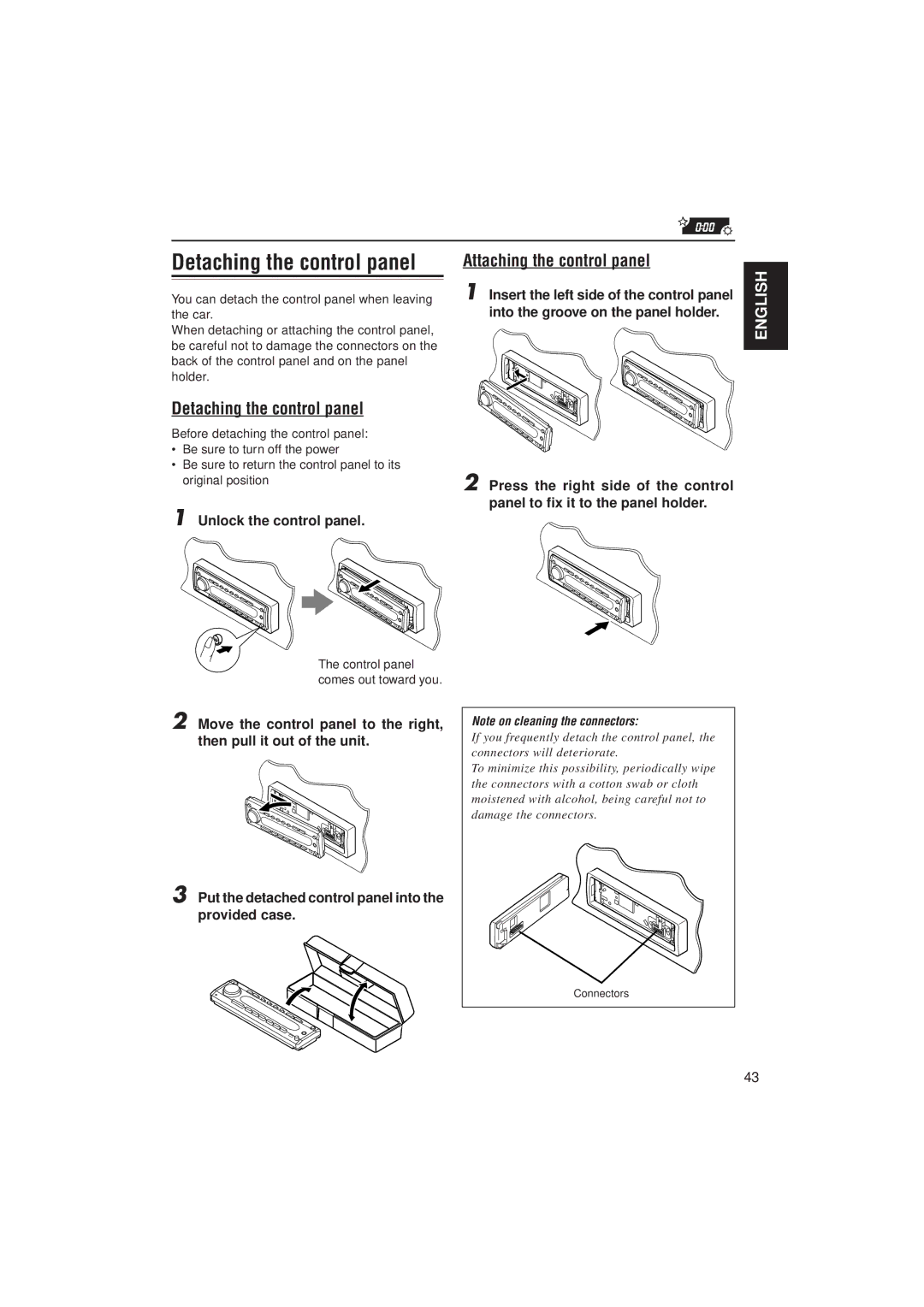 JVC KD-SH707R, KD-SH909R manual Detaching the control panel, Attaching the control panel, Unlock the control panel 