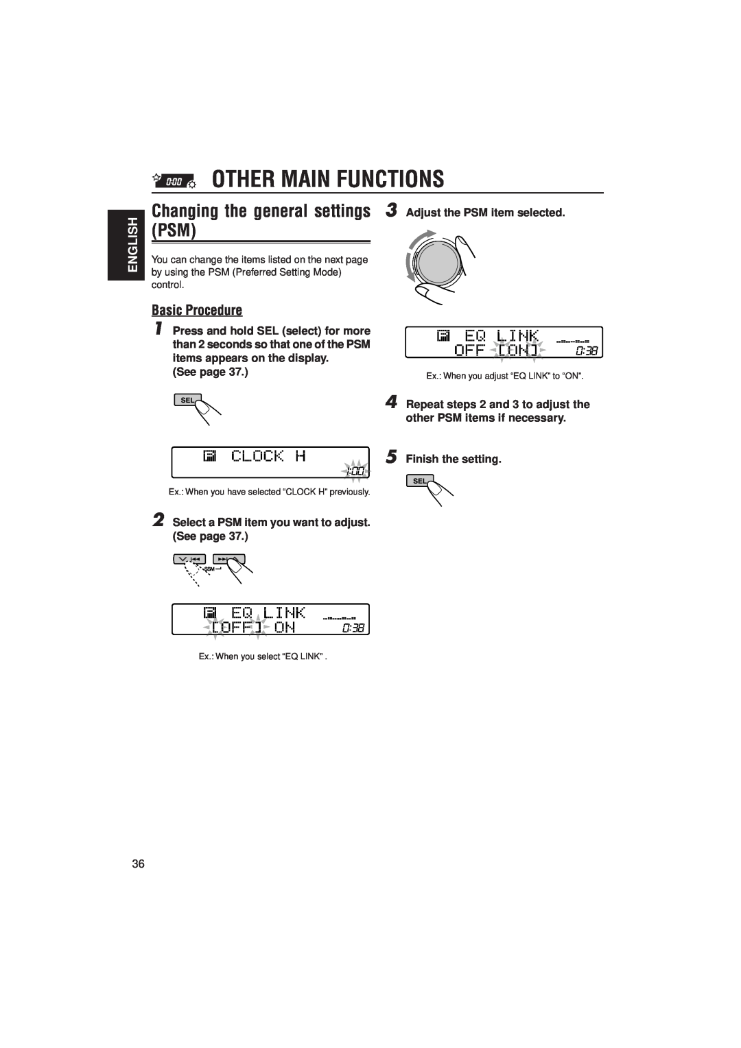 JVC KD-SH909R, KD-SH707R manual Other Main Functions, Basic Procedure, English, See page, Finish the setting 