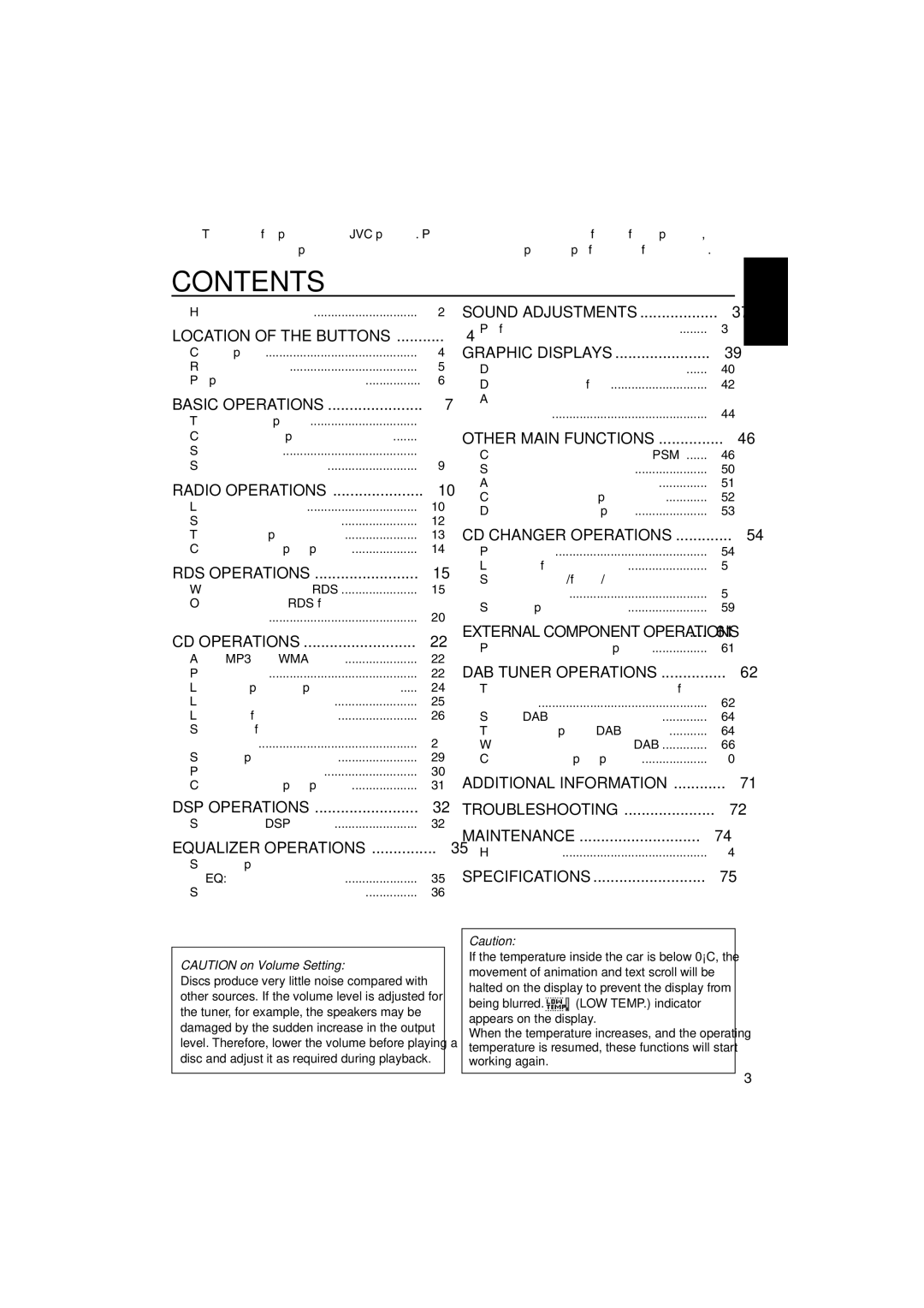 JVC KD-SH9101, KD-SH9104, KD-SH9103, KD-SH9102 manual Contents 