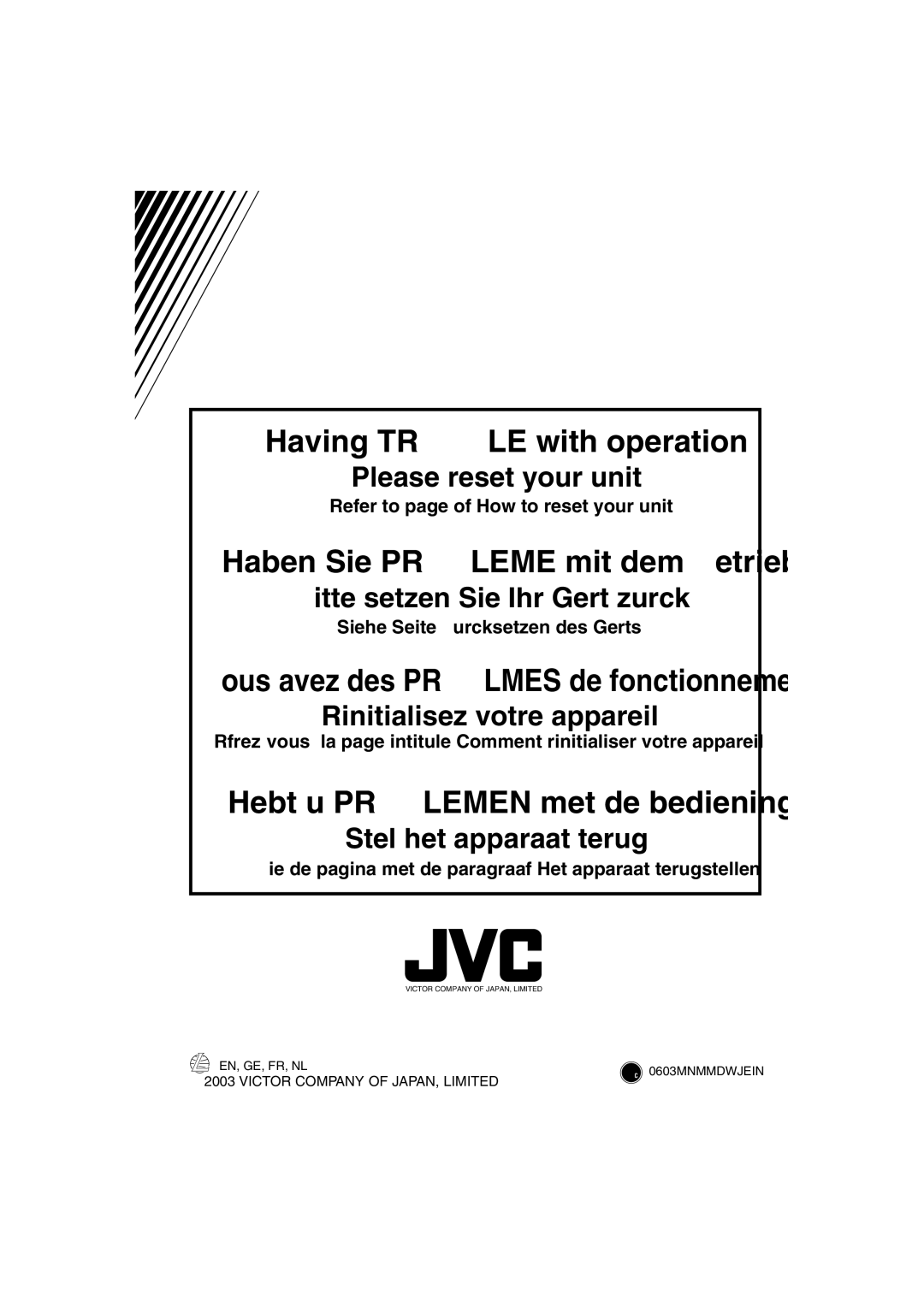 JVC KD-SH9104, KD-SH9103, KD-SH9102, KD-SH9101 manual Having Trouble with operation? 