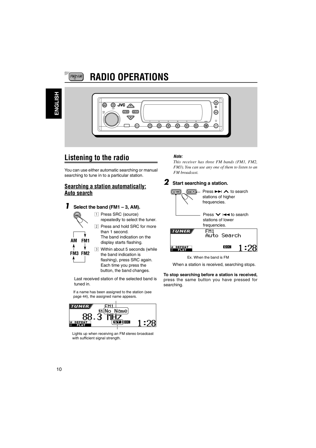 JVC KD-SH9105 manual Radio Operations, Searching a station automatically Auto search 