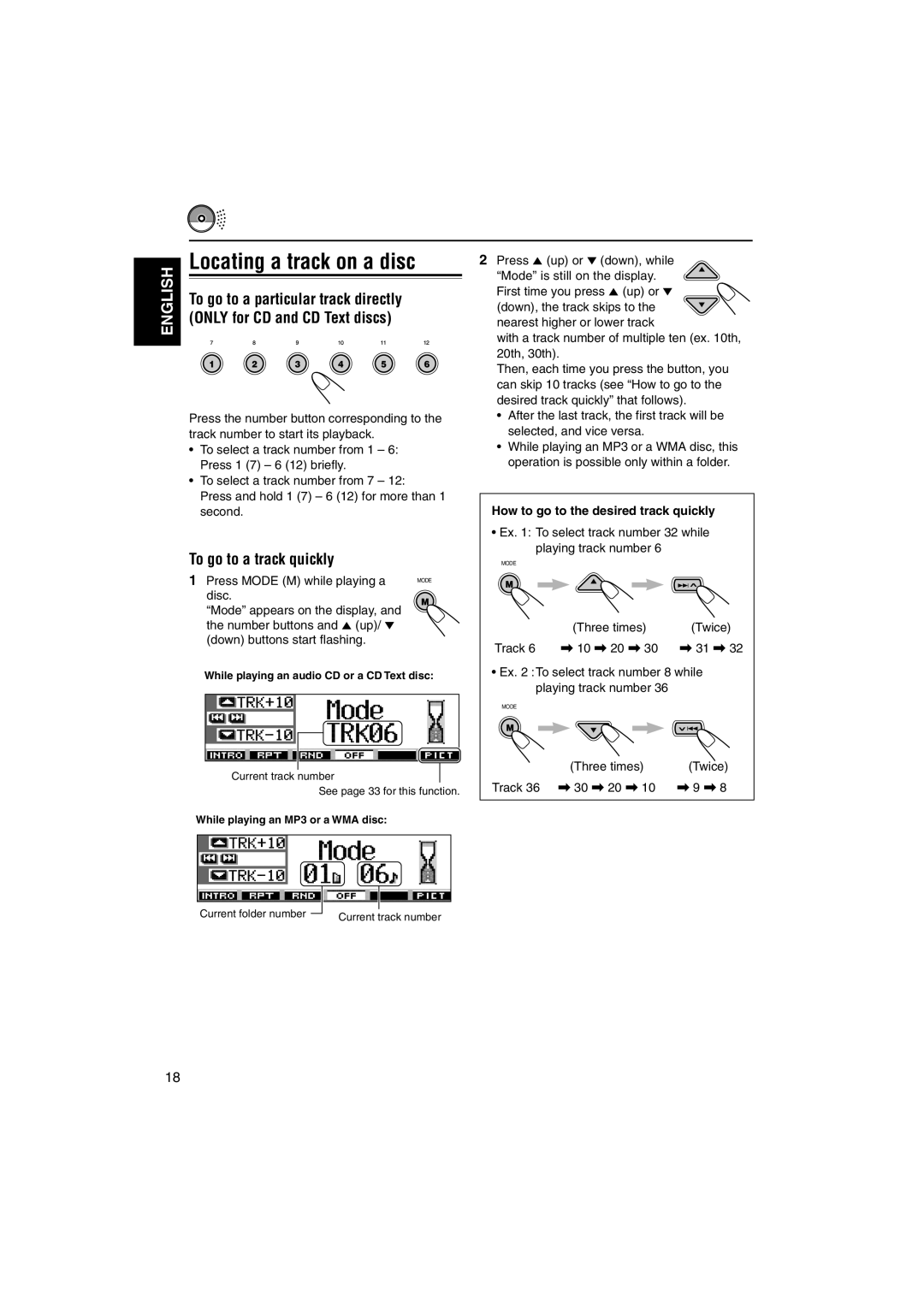 JVC KD-SH9105 manual To go to a track quickly, How to go to the desired track quickly 