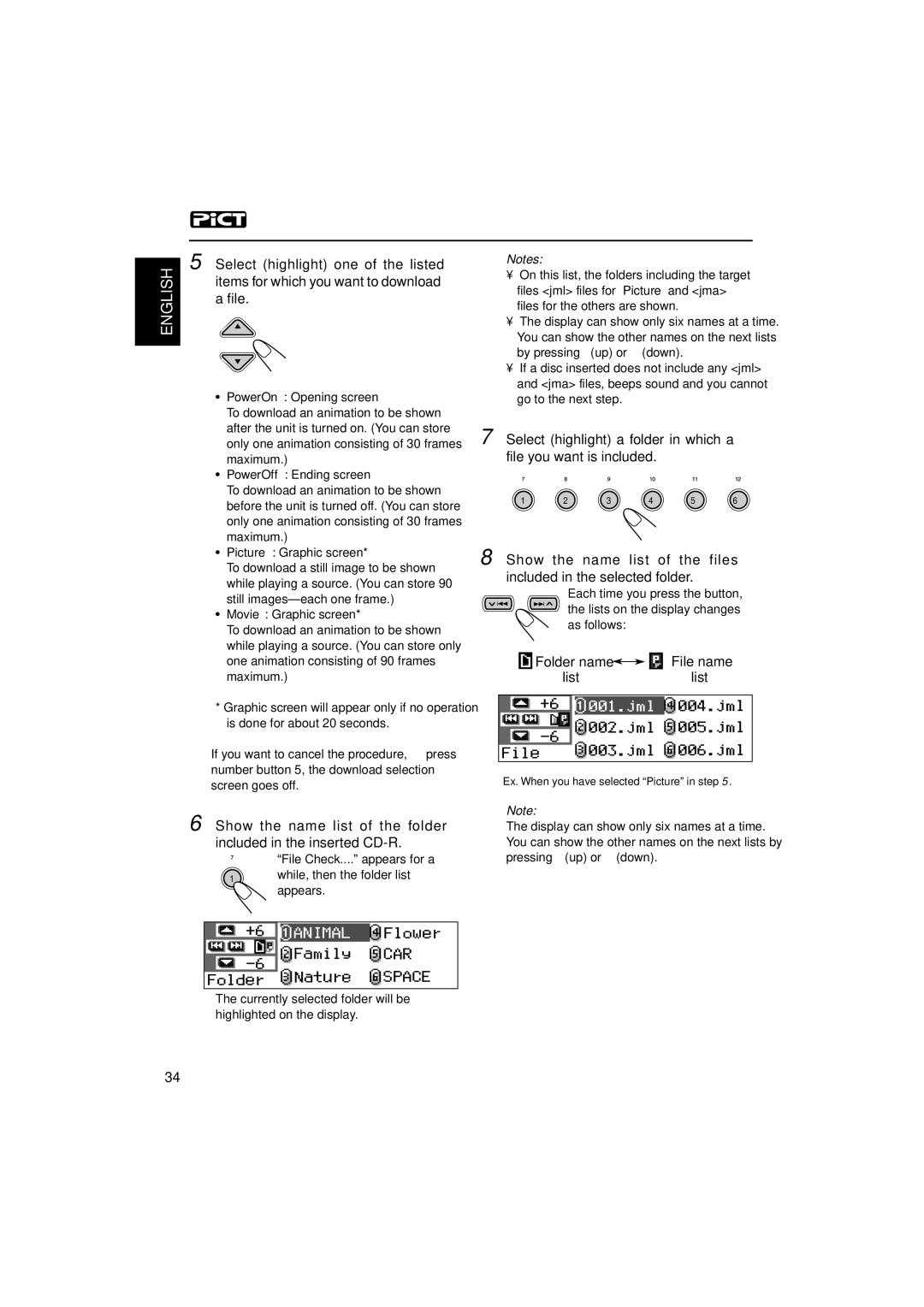 JVC KD-SH9750, KD-SH9700 Select highlight one of the listed, Items for which you want to download, File name, List 