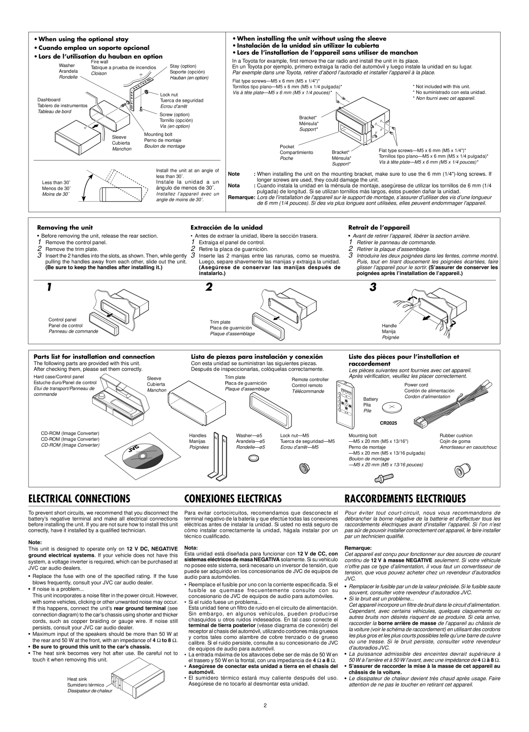 JVC KD-SH9750 Nota, Be sure to keep the handles after installing it, Be sure to ground this unit to the car’s chassis 