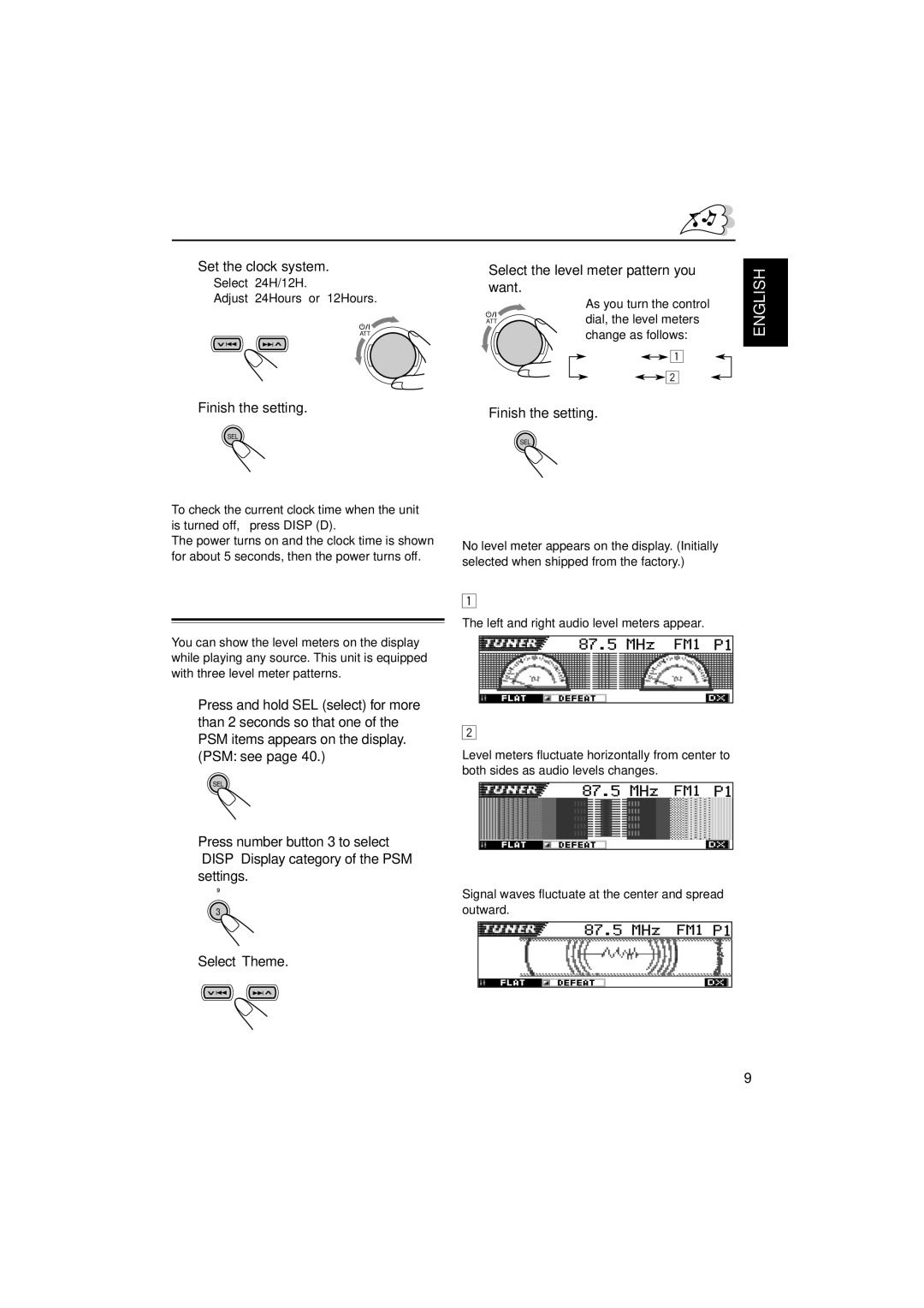 JVC KD-SH9700, KD-SH9750 manual Selecting the level meter, Standard, Meter 