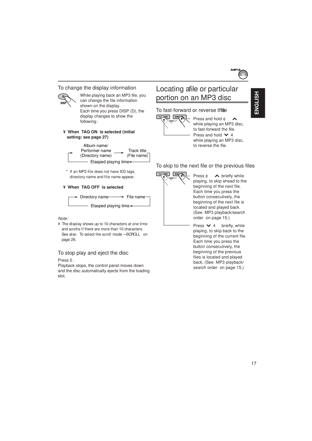 JVC KD-SH99 manual To change the display information, To fast-forward or reverse the file, Slot 