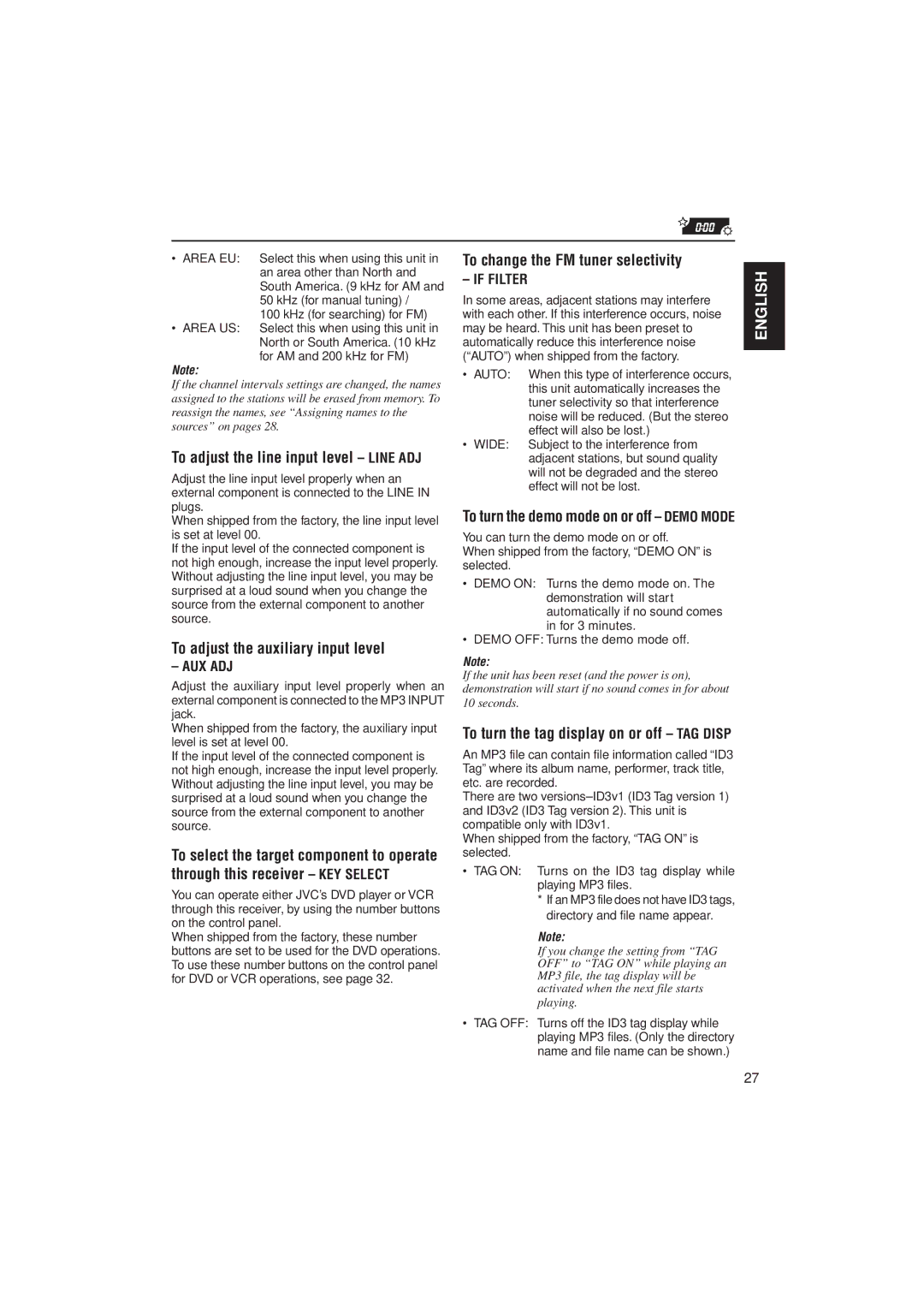 JVC KD-SH99 manual To adjust the line input level Line ADJ, To adjust the auxiliary input level 