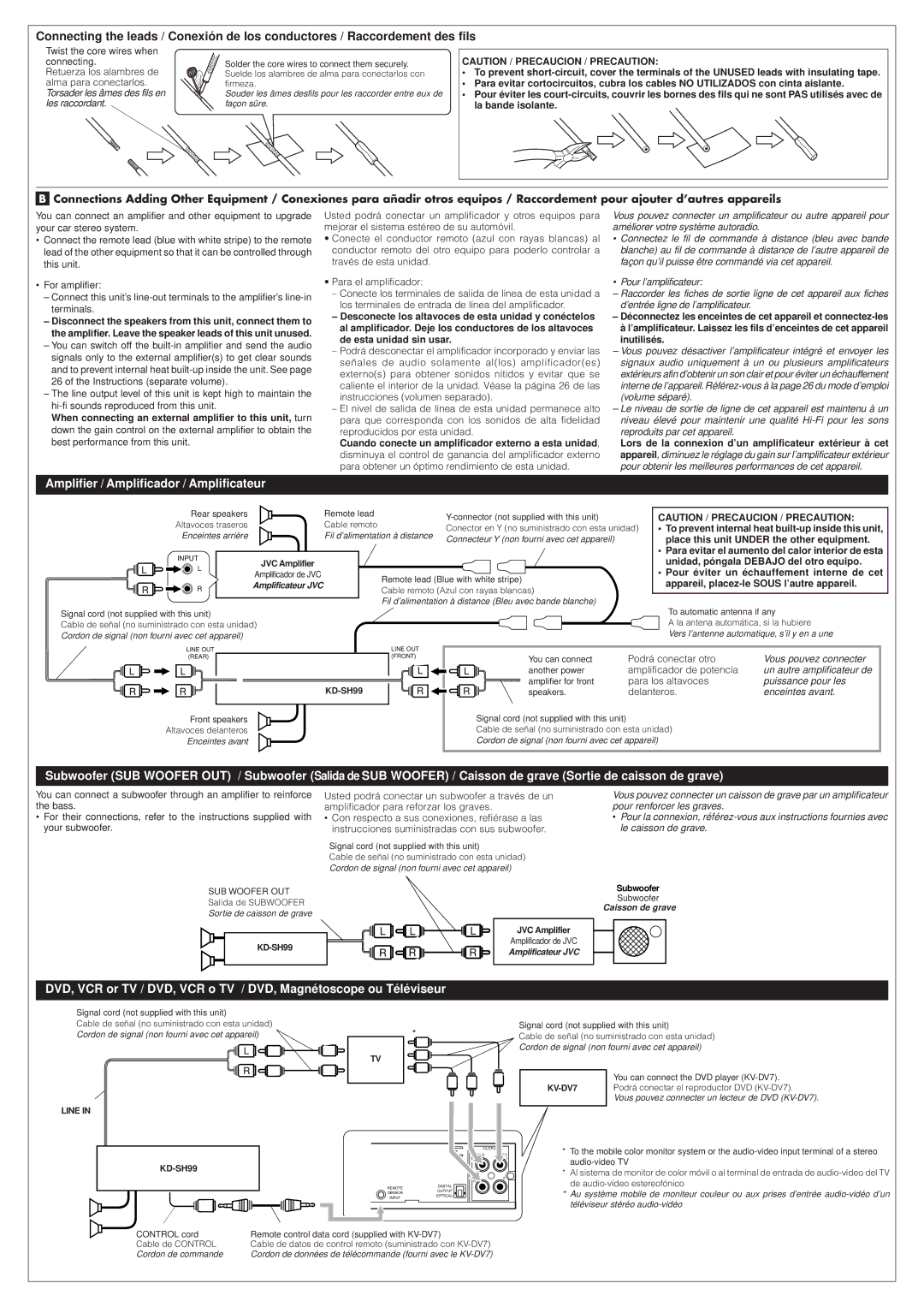 JVC KD-SH99 manual Subwoofer, JVC Amplifier 