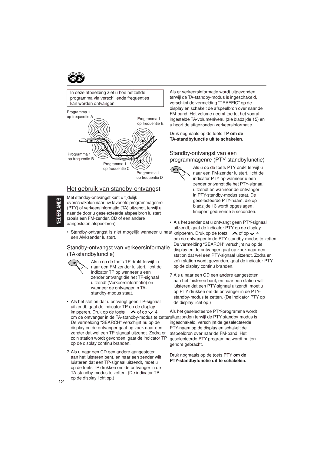 JVC KD-SH99R manual Het gebruik van standby-ontvangst, Standby-ontvangst van verkeersinformatie TA-standbyfunctie 