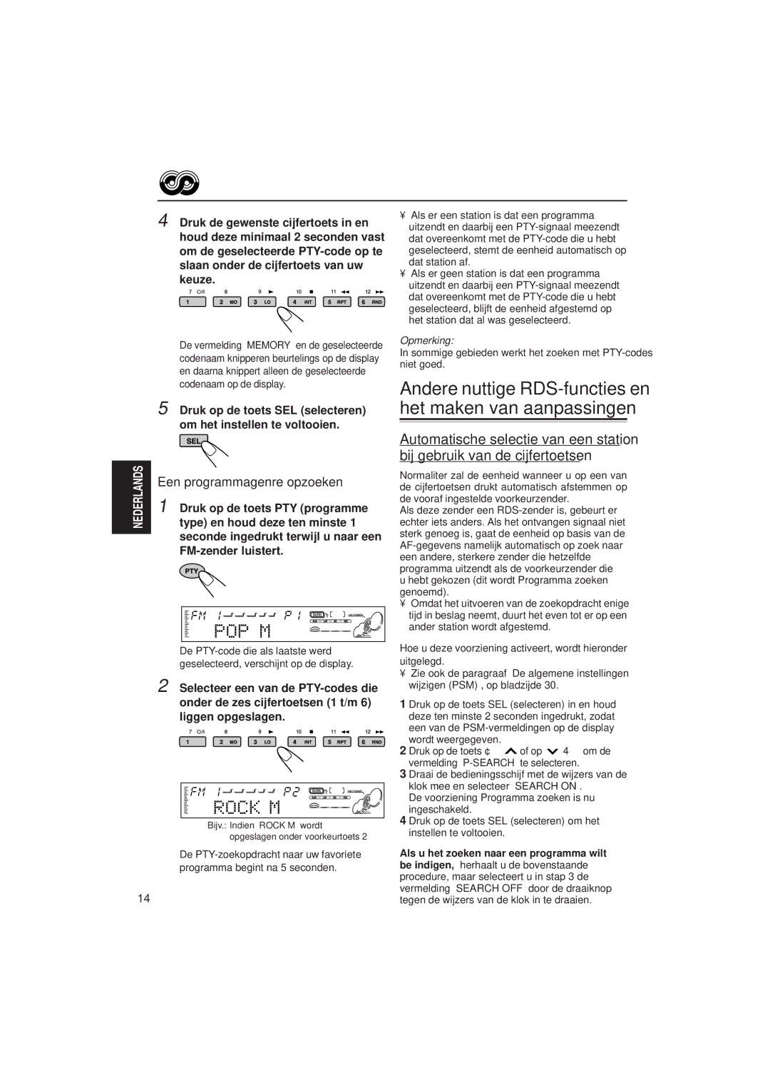 JVC KD-SH99R manual Andere nuttige RDS-functies en het maken van aanpassingen, Een programmagenre opzoeken 