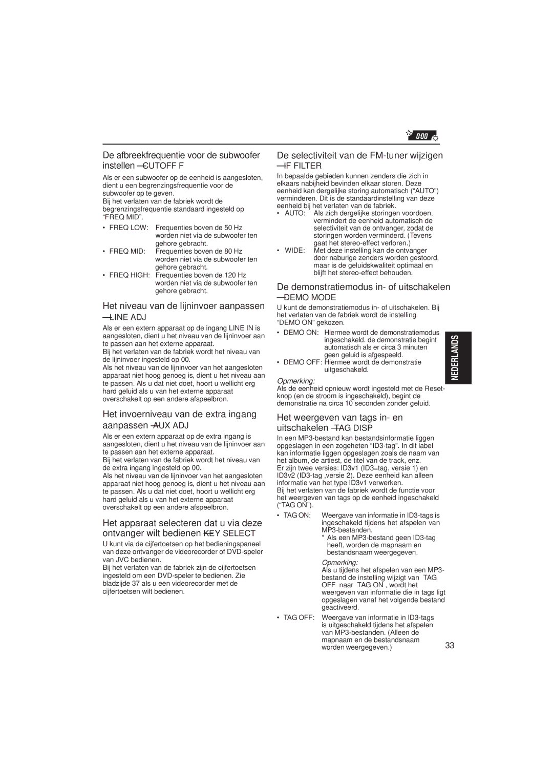 JVC KD-SH99R manual De afbreekfrequentie voor de subwoofer instellen Cutoff F 