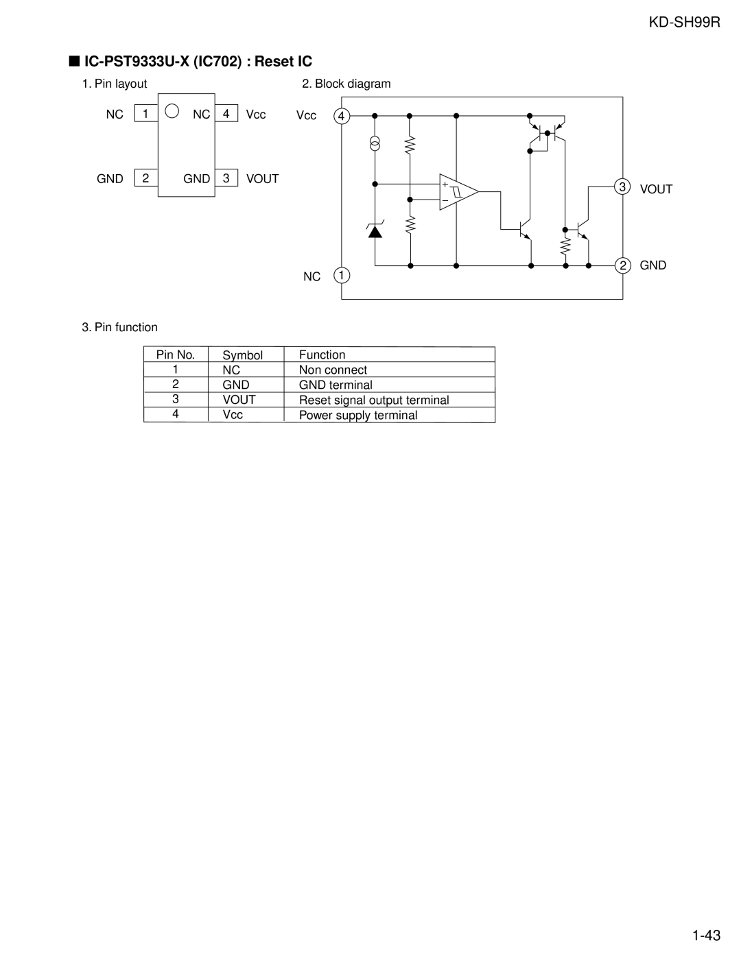 JVC KD-SH99R service manual IC-PST9333U-X IC702 Reset IC, GND 2 GND 3 Vout 