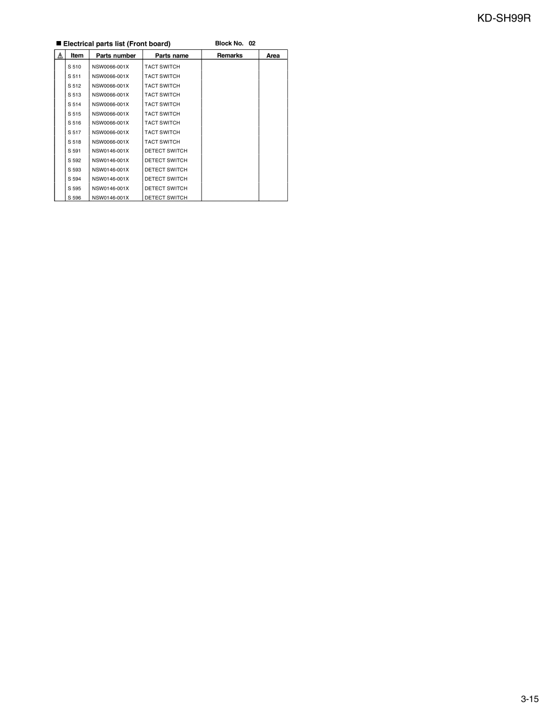 JVC KD-SH99R service manual Detect Switch 